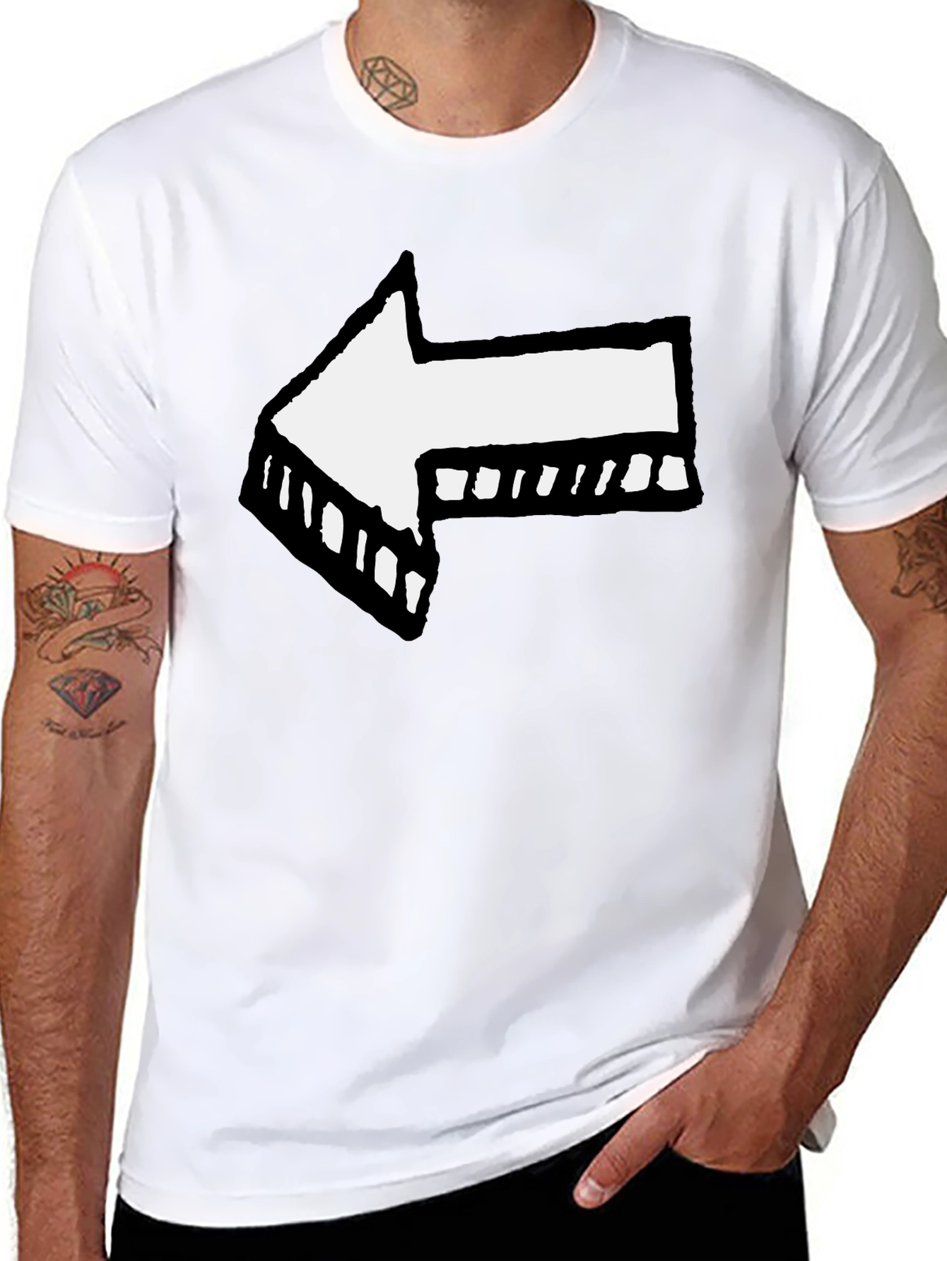 Left Arrow Graphic Print Black T-Shirt
