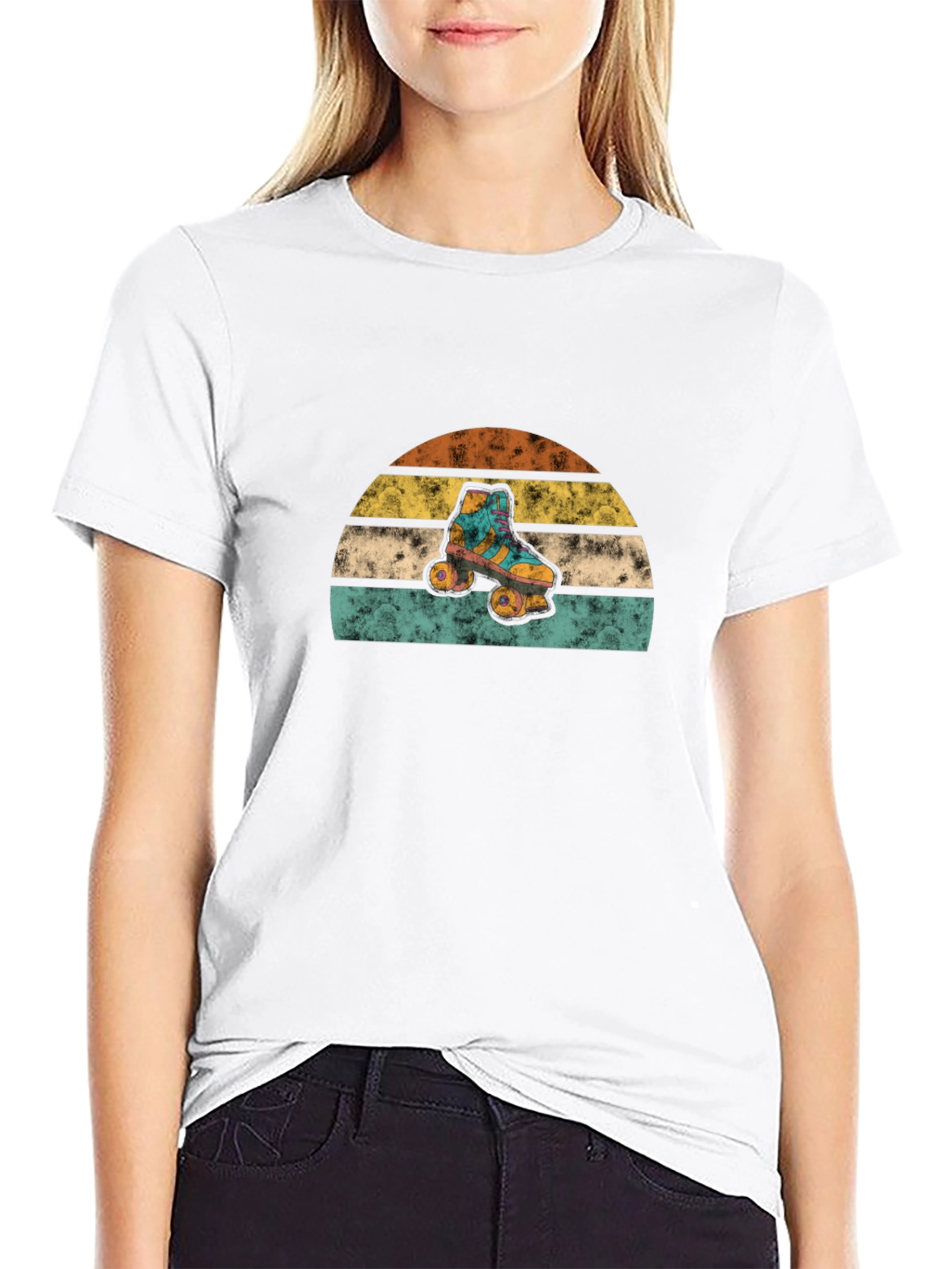 Retro Roller Skate Sunset Graphic Tee