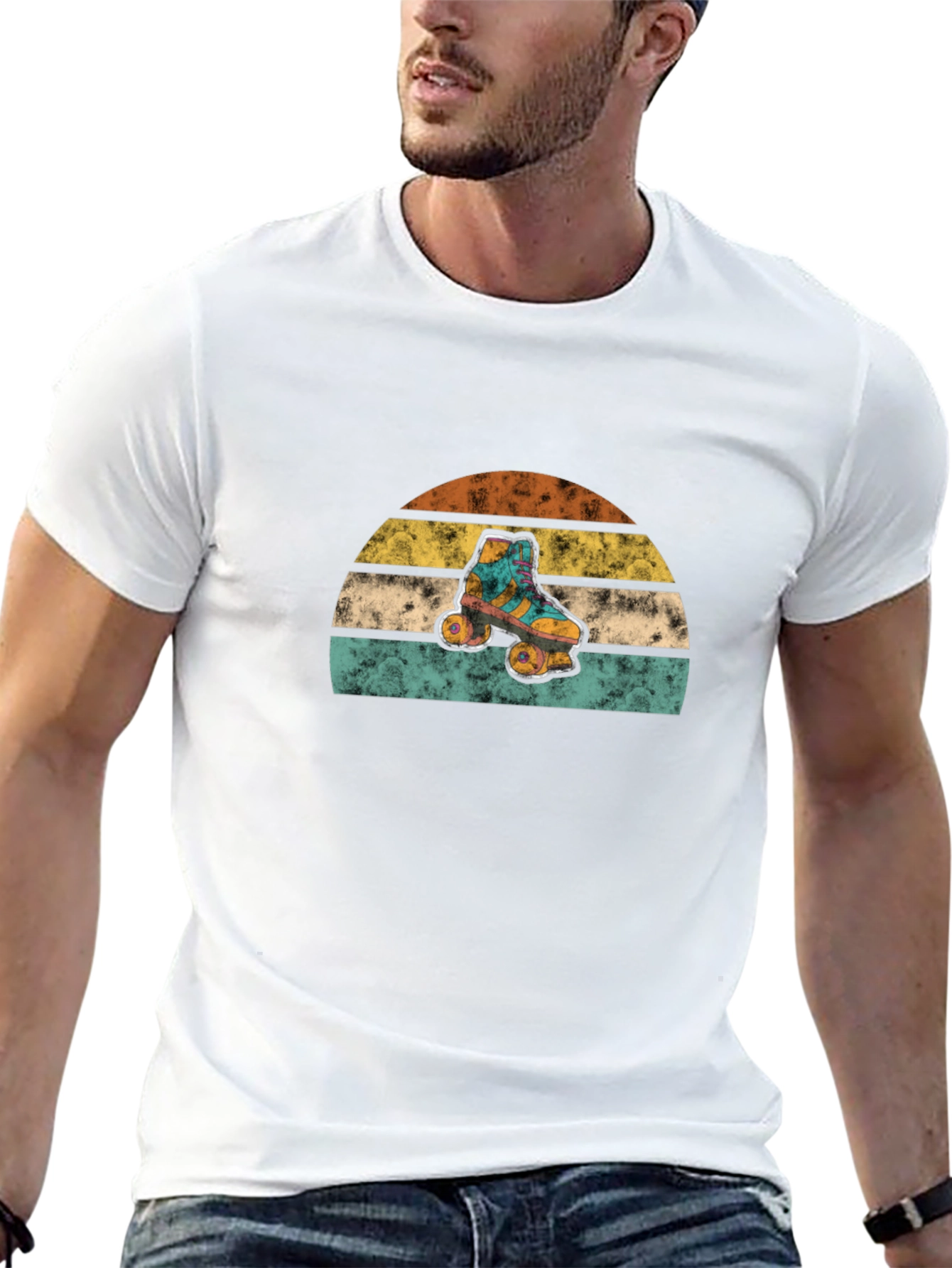 Retro Roller Skate Sunset Graphic Tee