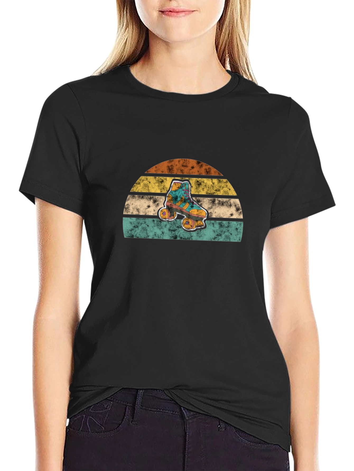 Retro Roller Skate Sunset Graphic Tee