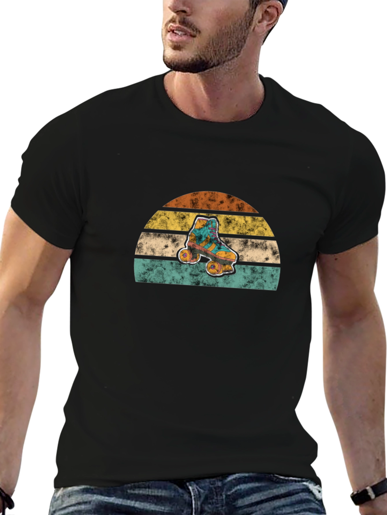 Retro Roller Skate Sunset Graphic Tee