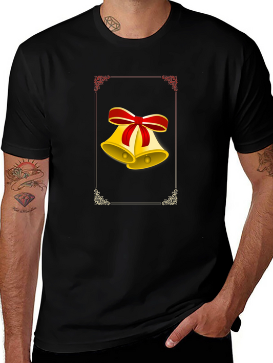 Festive Christmas Bells Graphic Tee - Black
