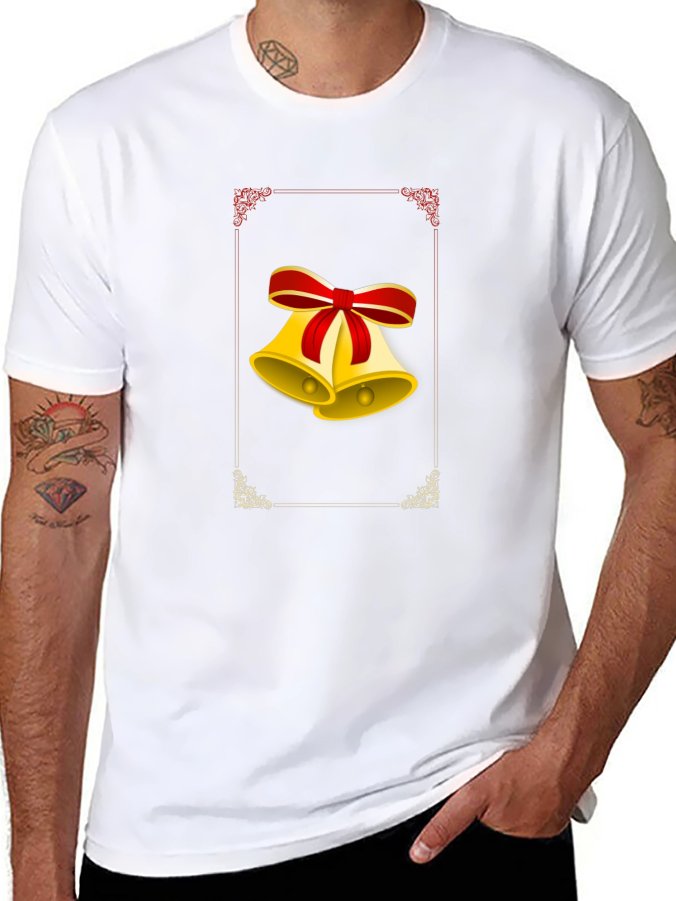 Festive Christmas Bells Graphic Tee - Black