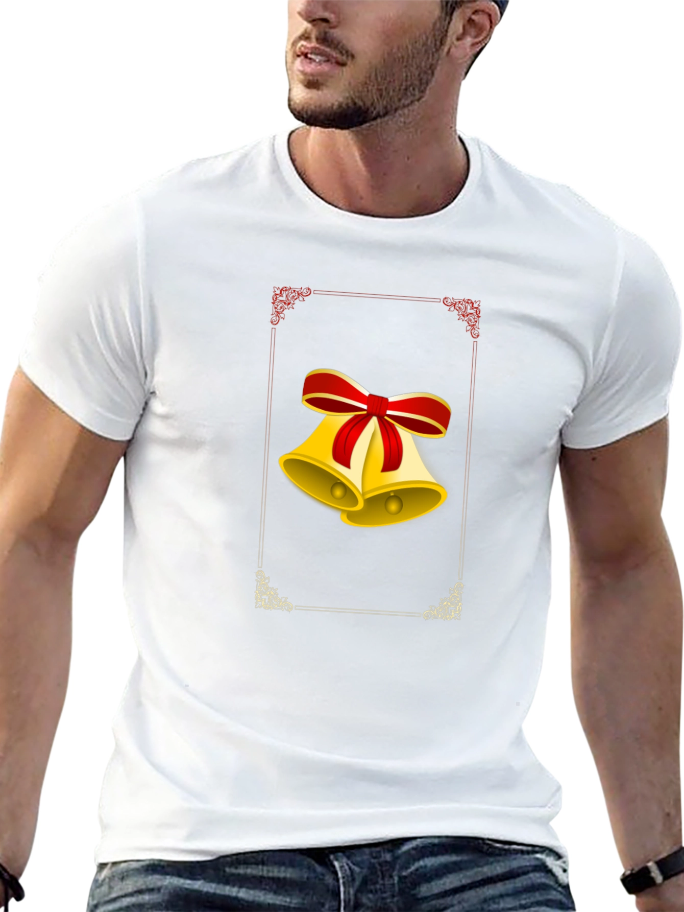 Festive Christmas Bells Graphic Tee - Black