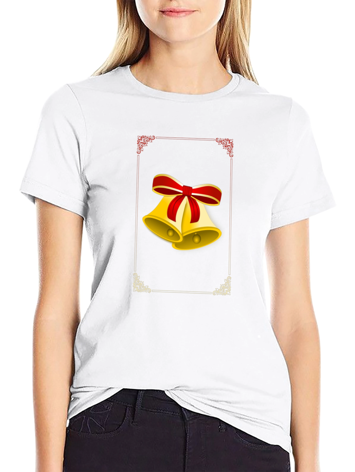 Festive Christmas Bells Graphic Tee - Black