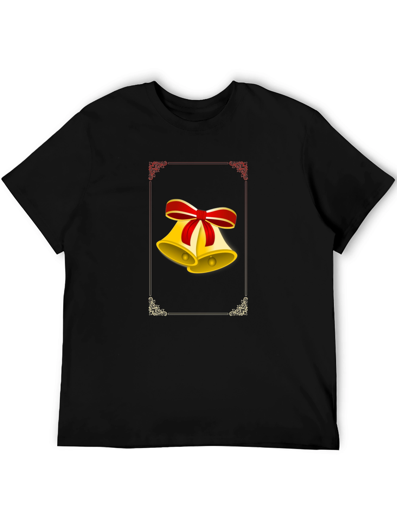 Festive Christmas Bells Graphic Tee - Black