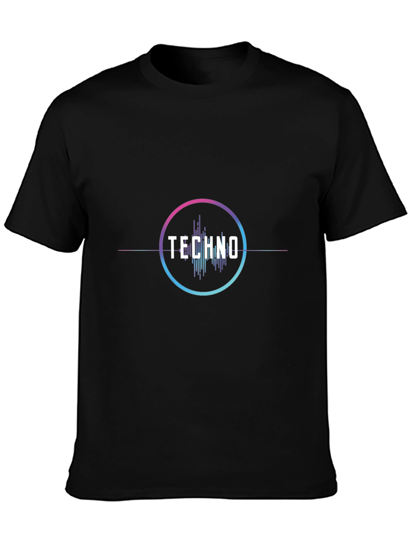 Techno Music Graphic Tee - Stylish Black Cotton T-Shirt