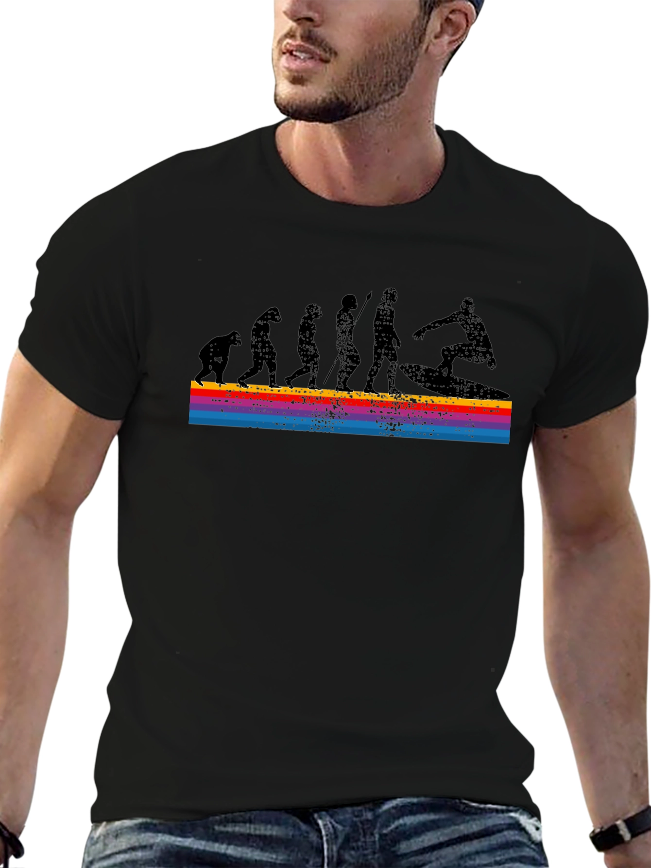 Evolution of Surfing Graphic Tee - Black