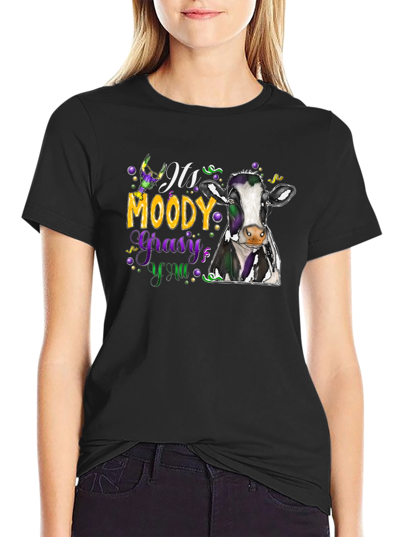 Moody Gras Cow T-Shirt