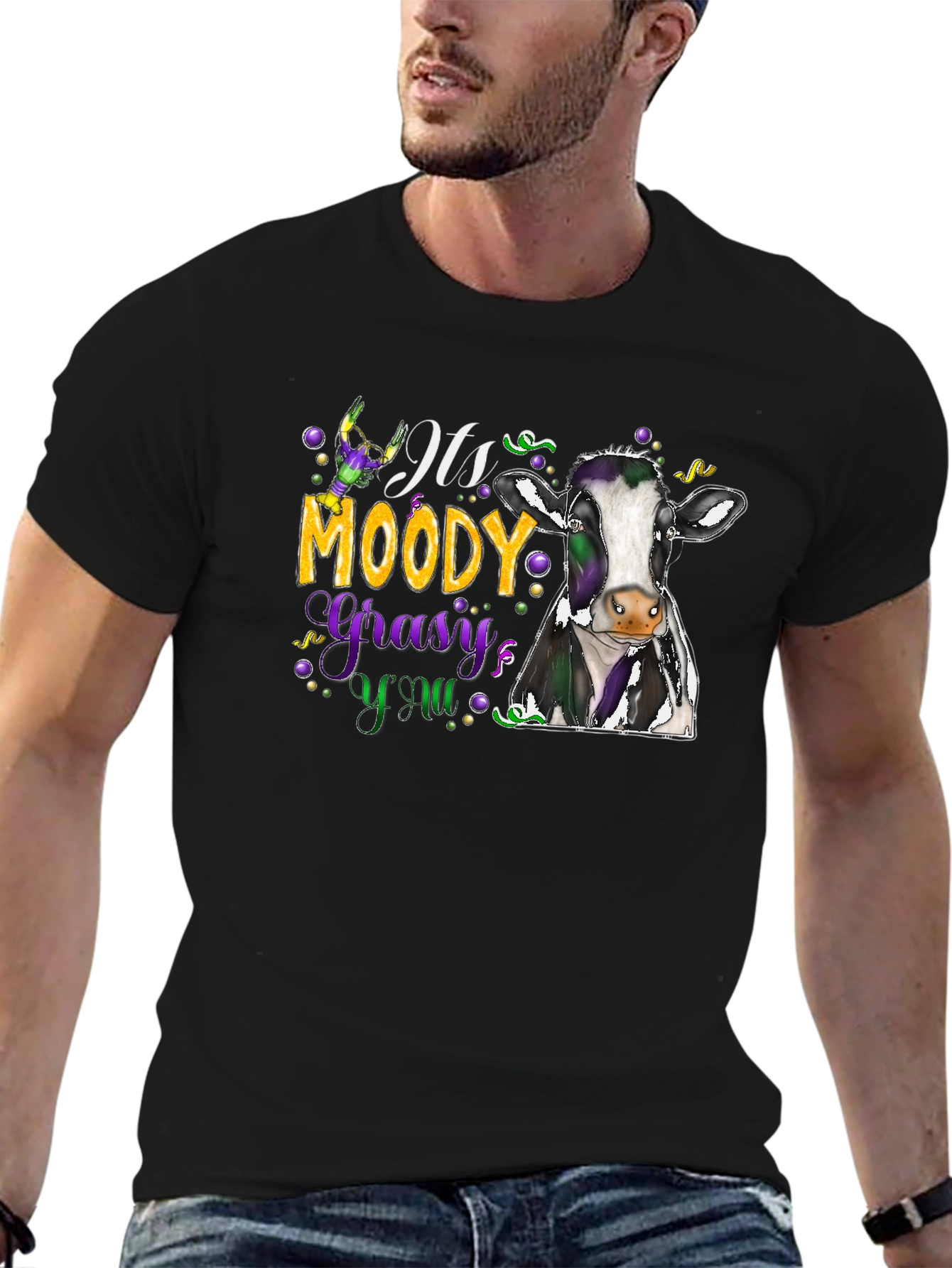 Moody Gras Cow T-Shirt