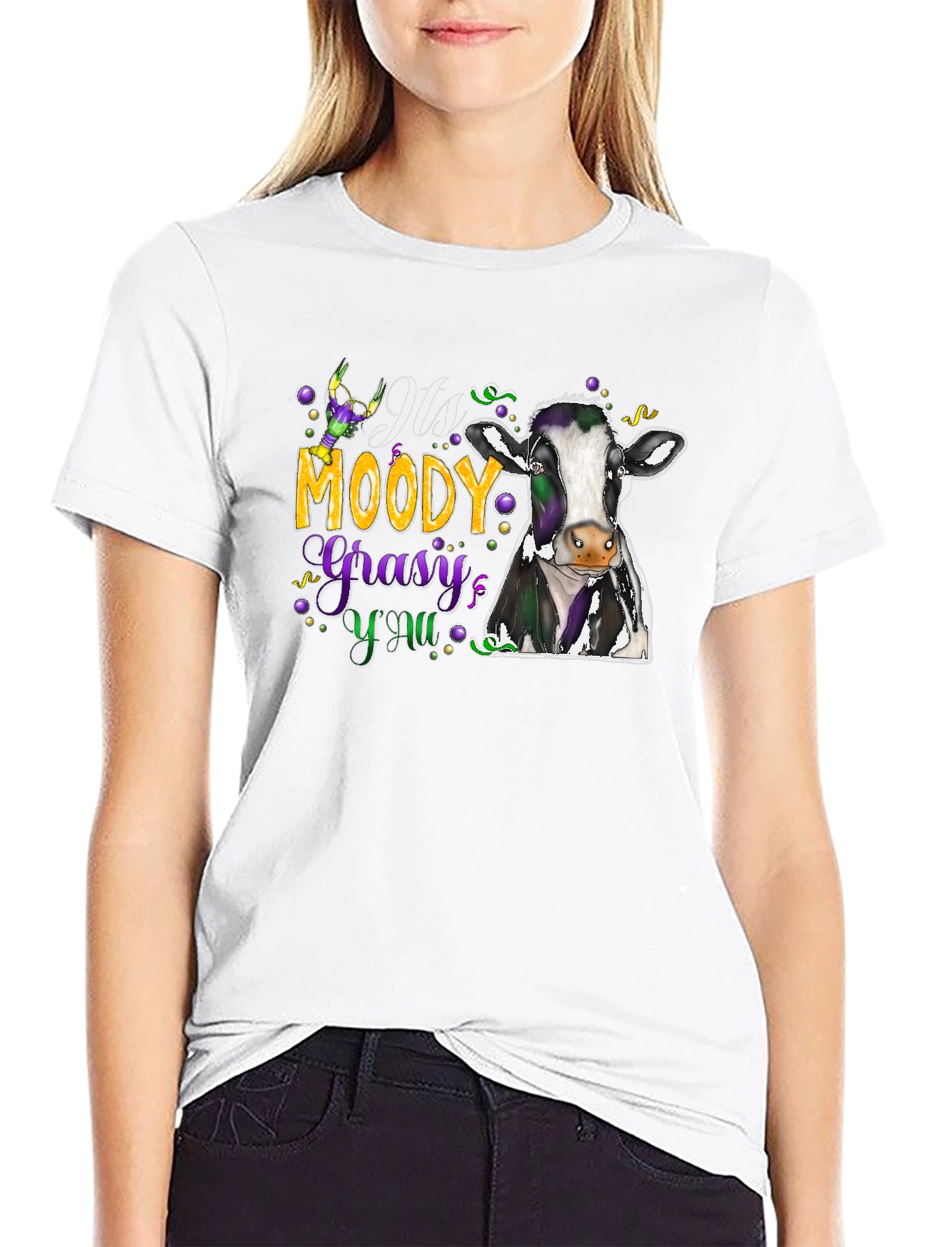 Moody Gras Cow T-Shirt