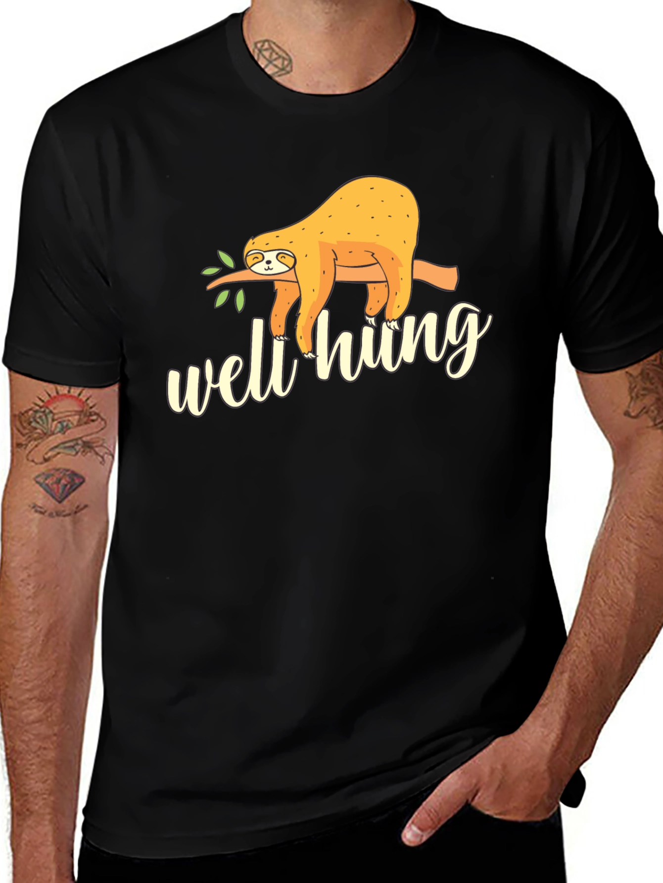 Well Hung Sloth Graphic Tee - Funny Casual T-Shirt