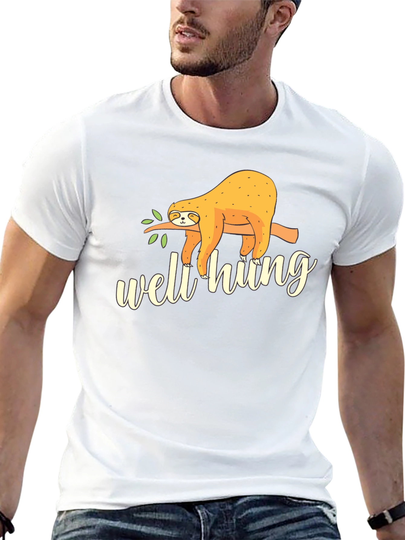 Well Hung Sloth Graphic Tee - Funny Casual T-Shirt