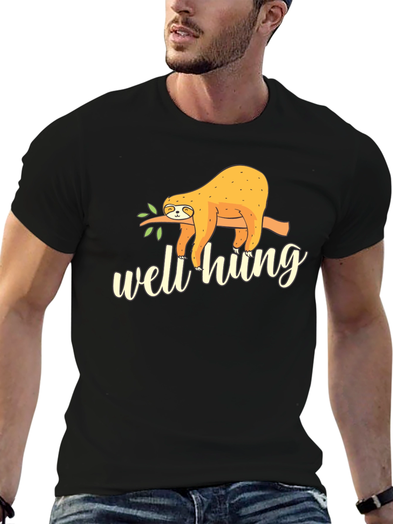 Well Hung Sloth Graphic Tee - Funny Casual T-Shirt