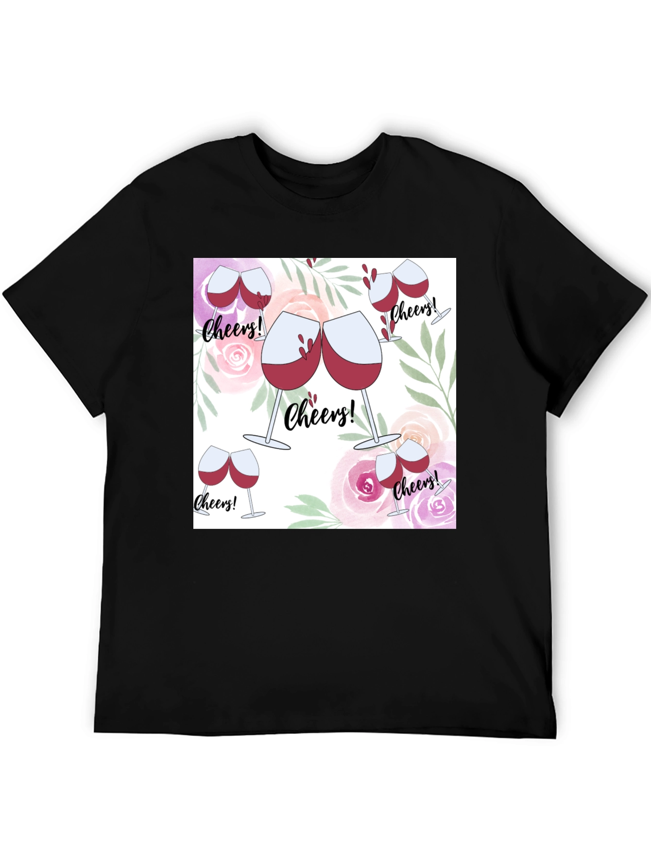 Cheers Wine Glasses Graphic T-Shirt