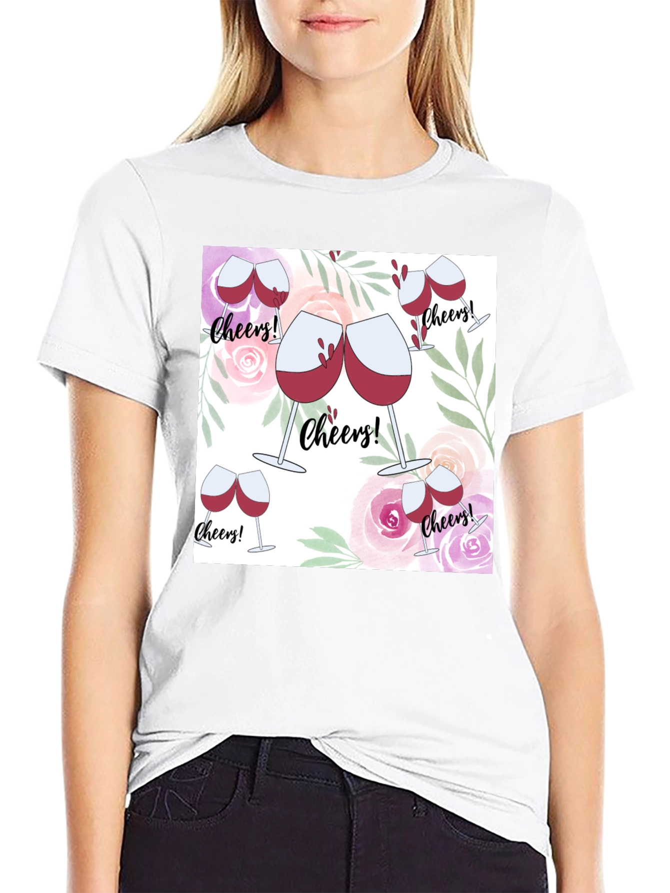 Cheers Wine Glasses Graphic T-Shirt