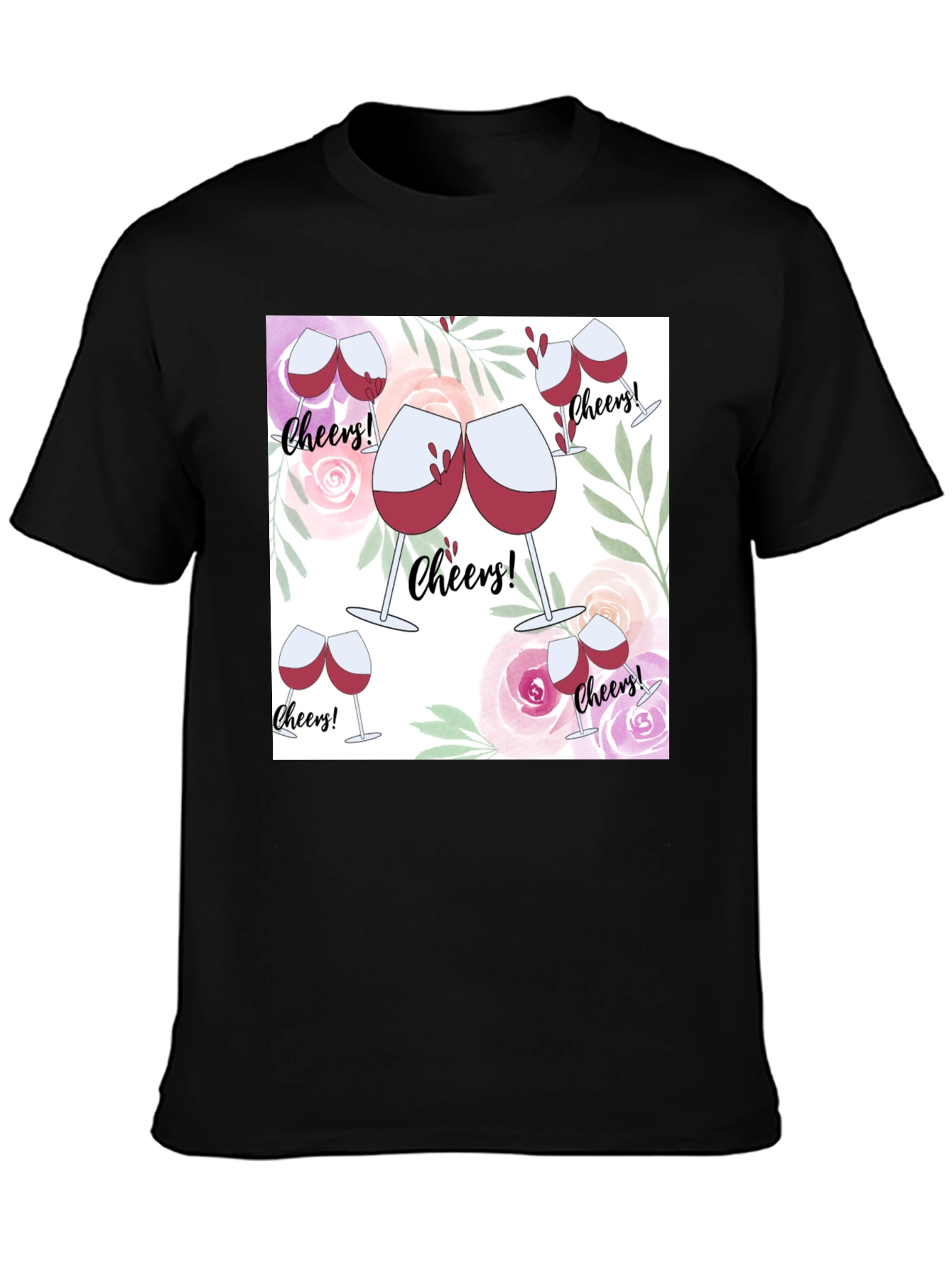Cheers Wine Glasses Graphic T-Shirt
