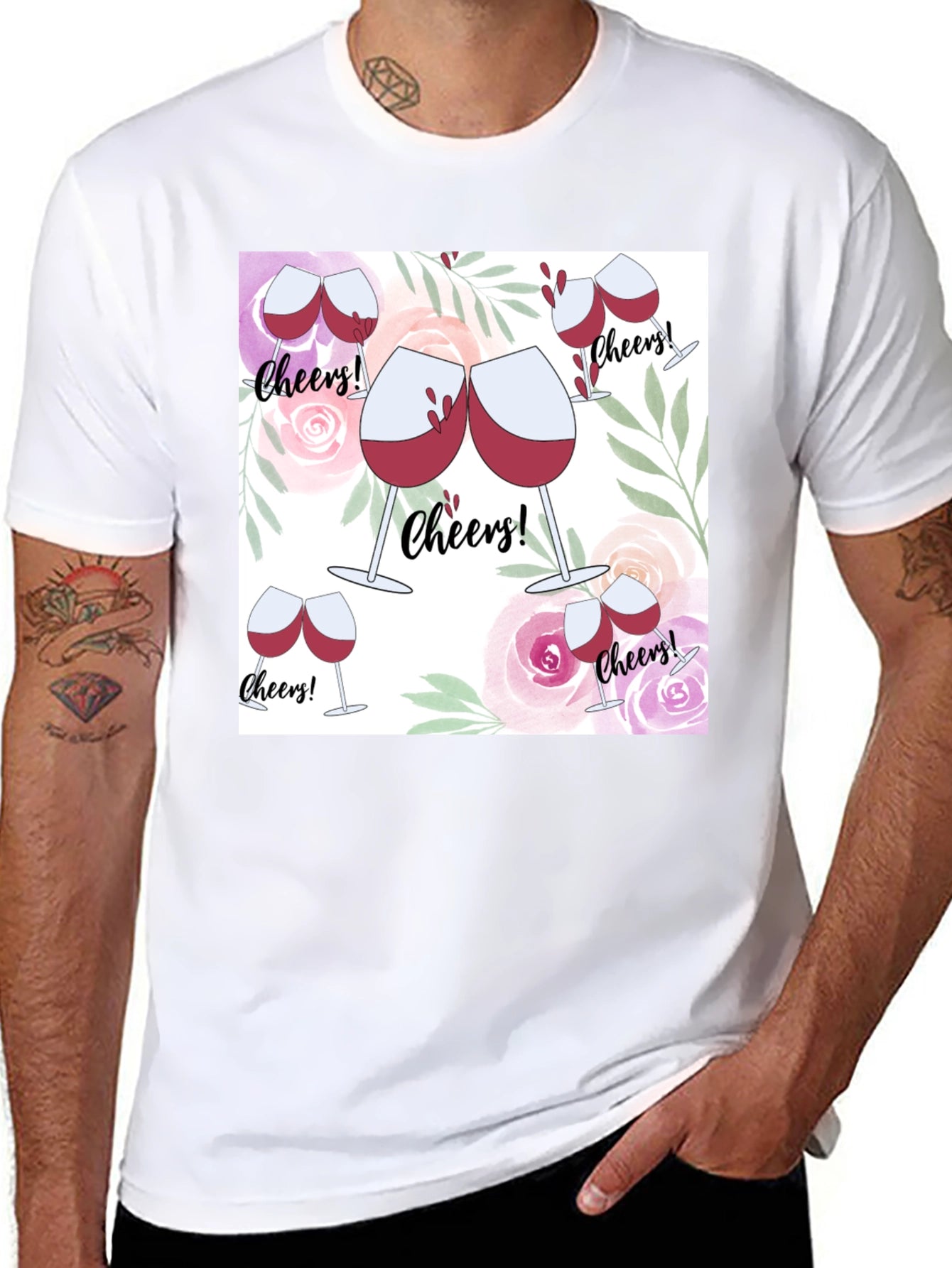 Cheers Wine Glasses Graphic T-Shirt