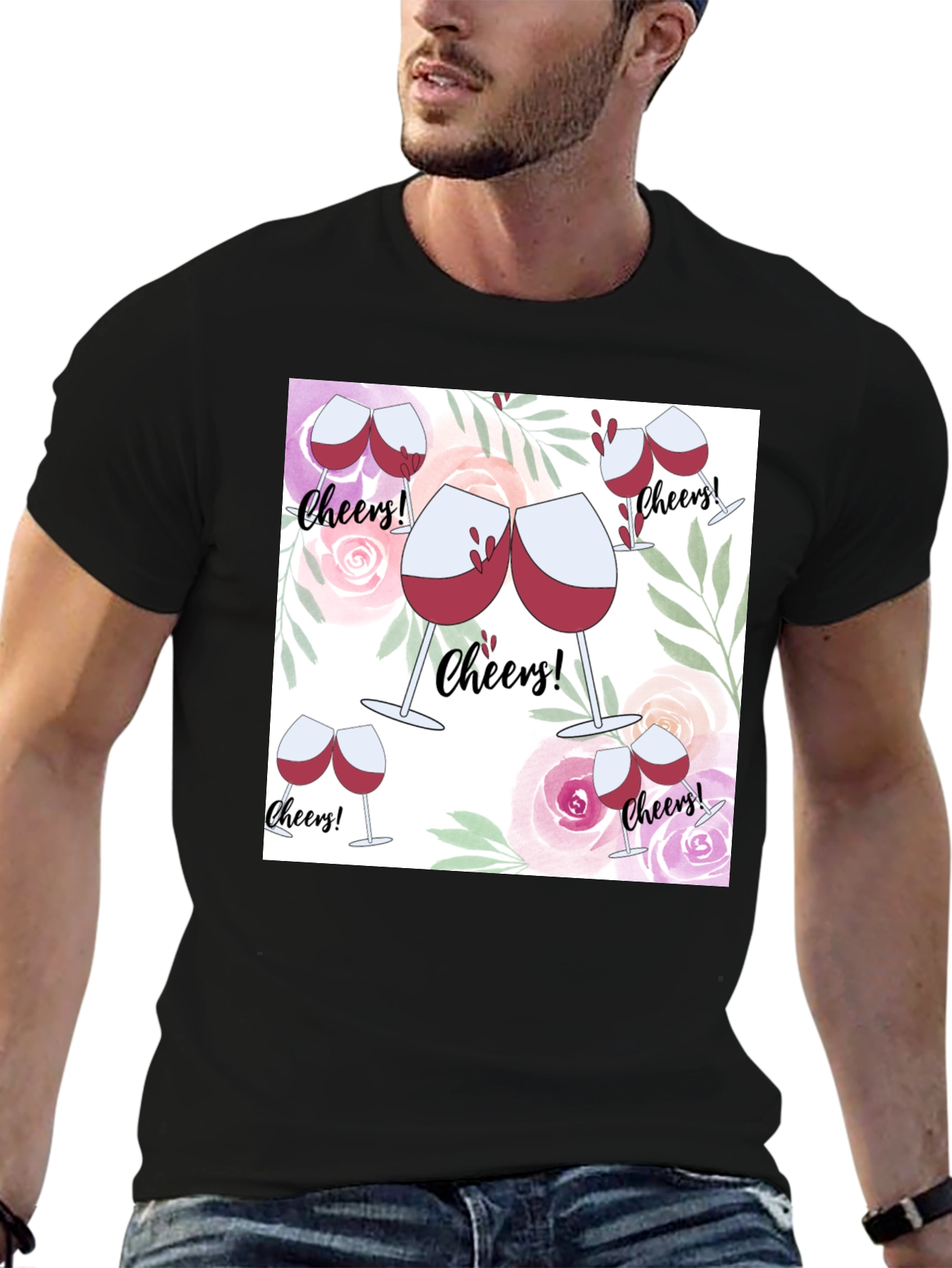 Cheers Wine Glasses Graphic T-Shirt