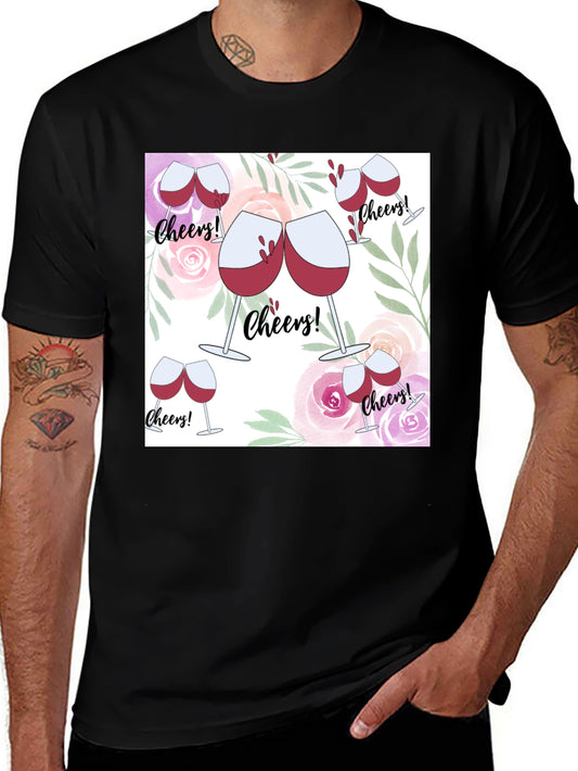 Cheers Wine Glasses Graphic T-Shirt