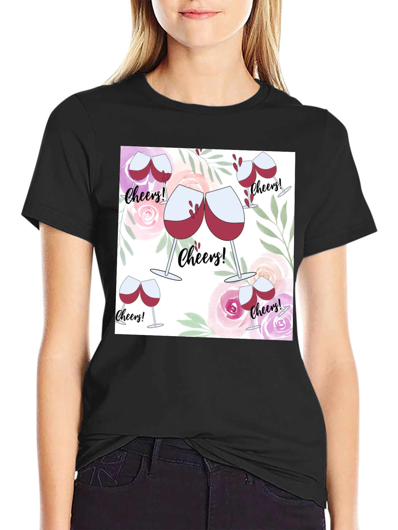 Cheers Wine Glasses Graphic T-Shirt