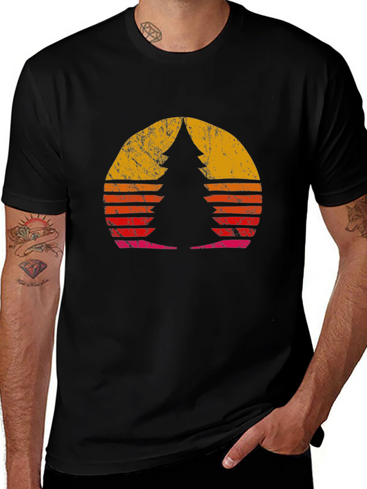 Retro Sunset Pine Tree Graphic Tee
