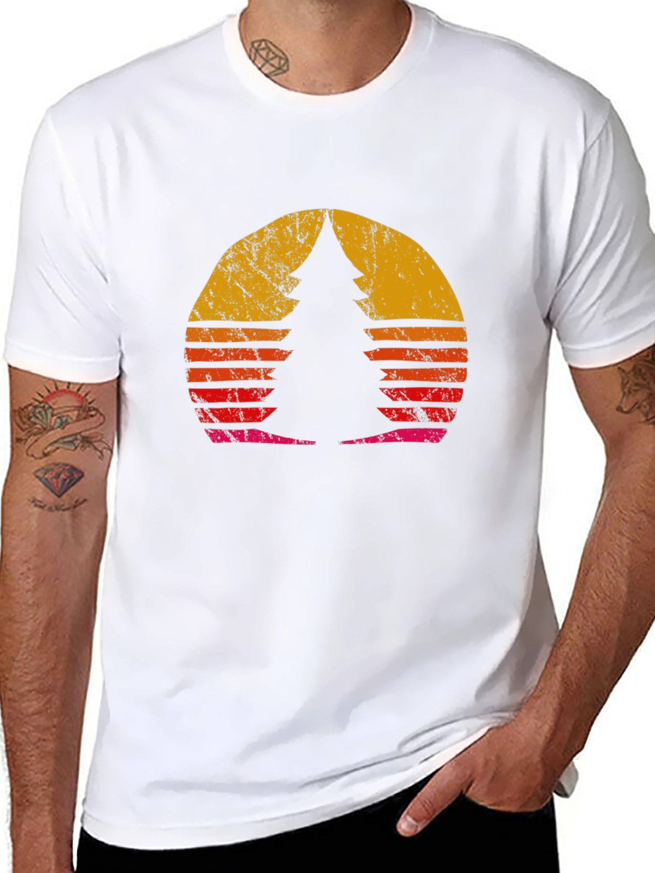 Retro Sunset Pine Tree Graphic Tee