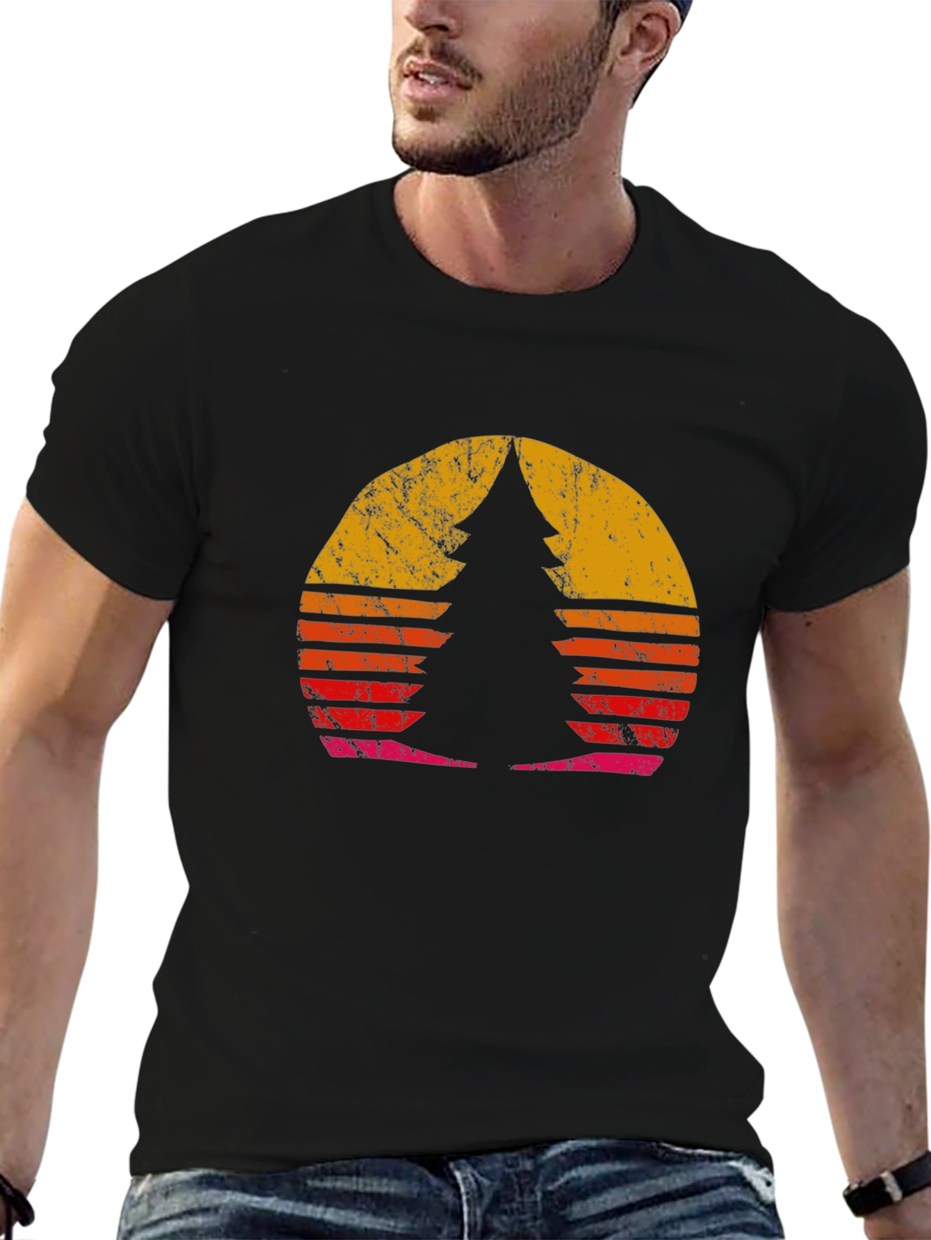 Retro Sunset Pine Tree Graphic Tee