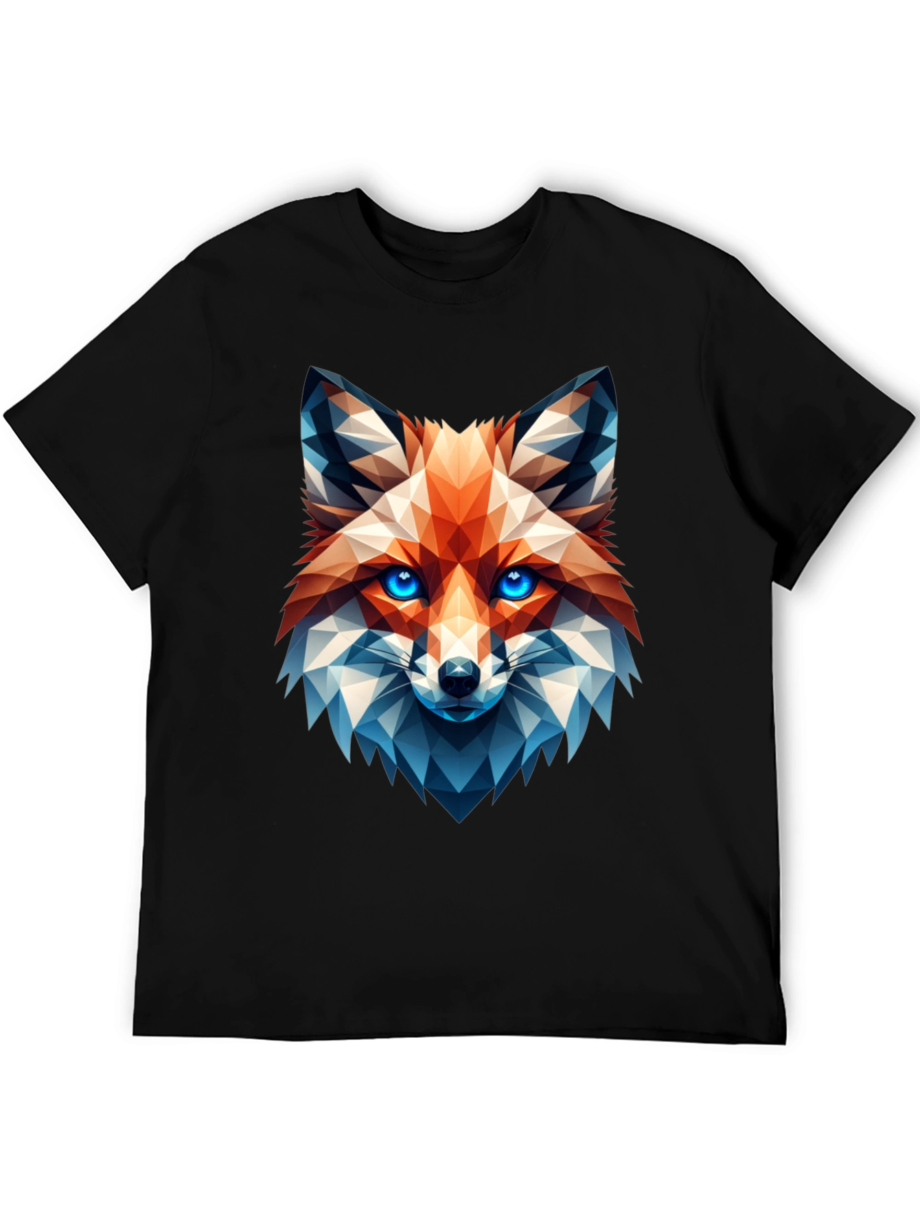 Geometric Fox Graphic Tee - Stylish Mens Black T-Shirt