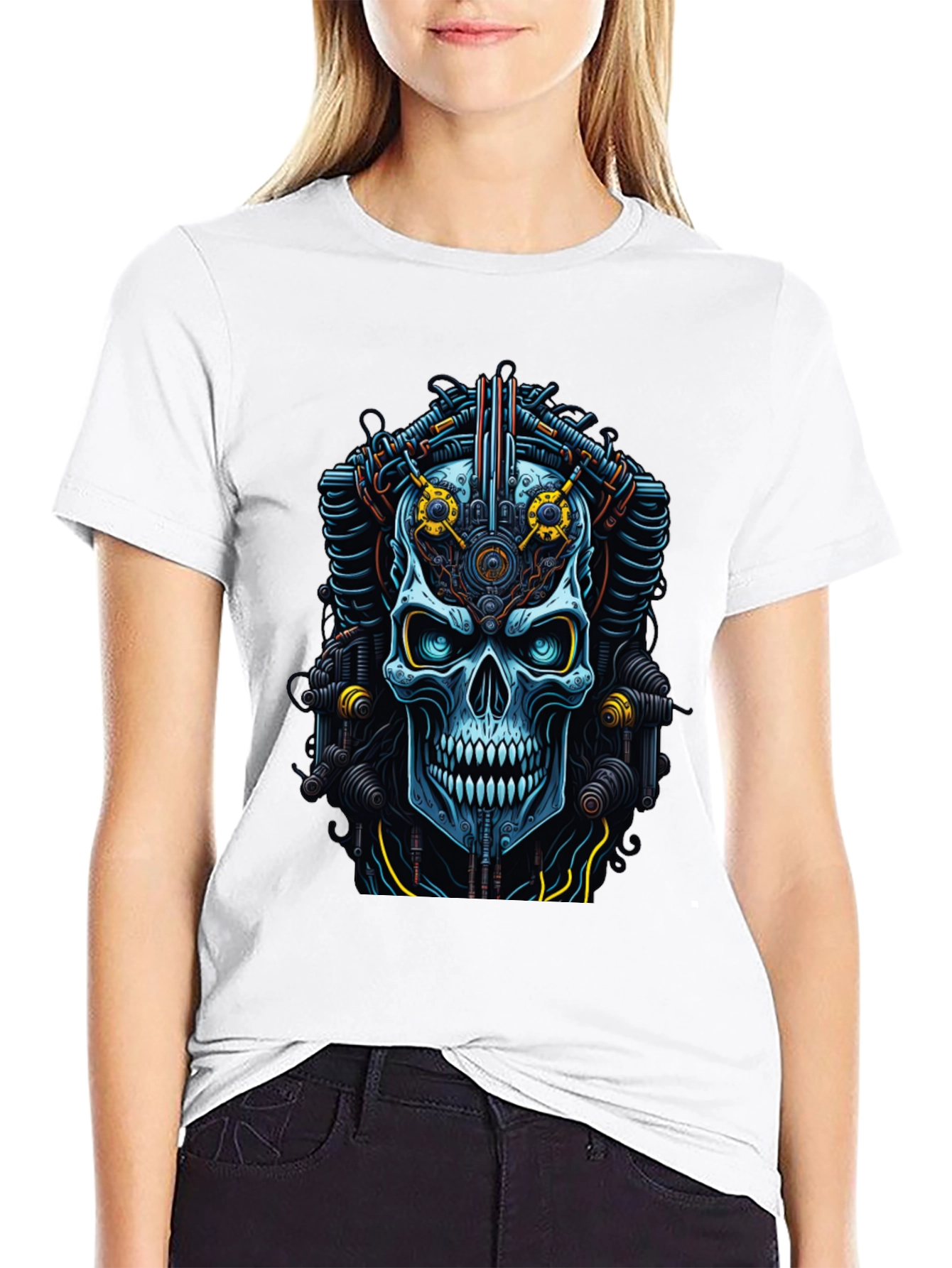 Cyberpunk Skull Graphic Tee - Bold Steampunk Style