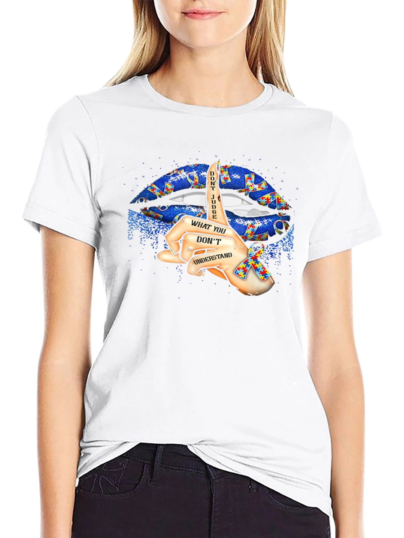 Autism Awareness Lips Graphic T-Shirt