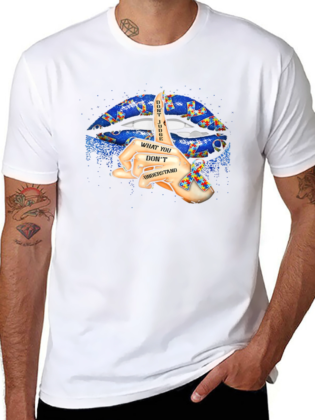 Autism Awareness Lips Graphic T-Shirt