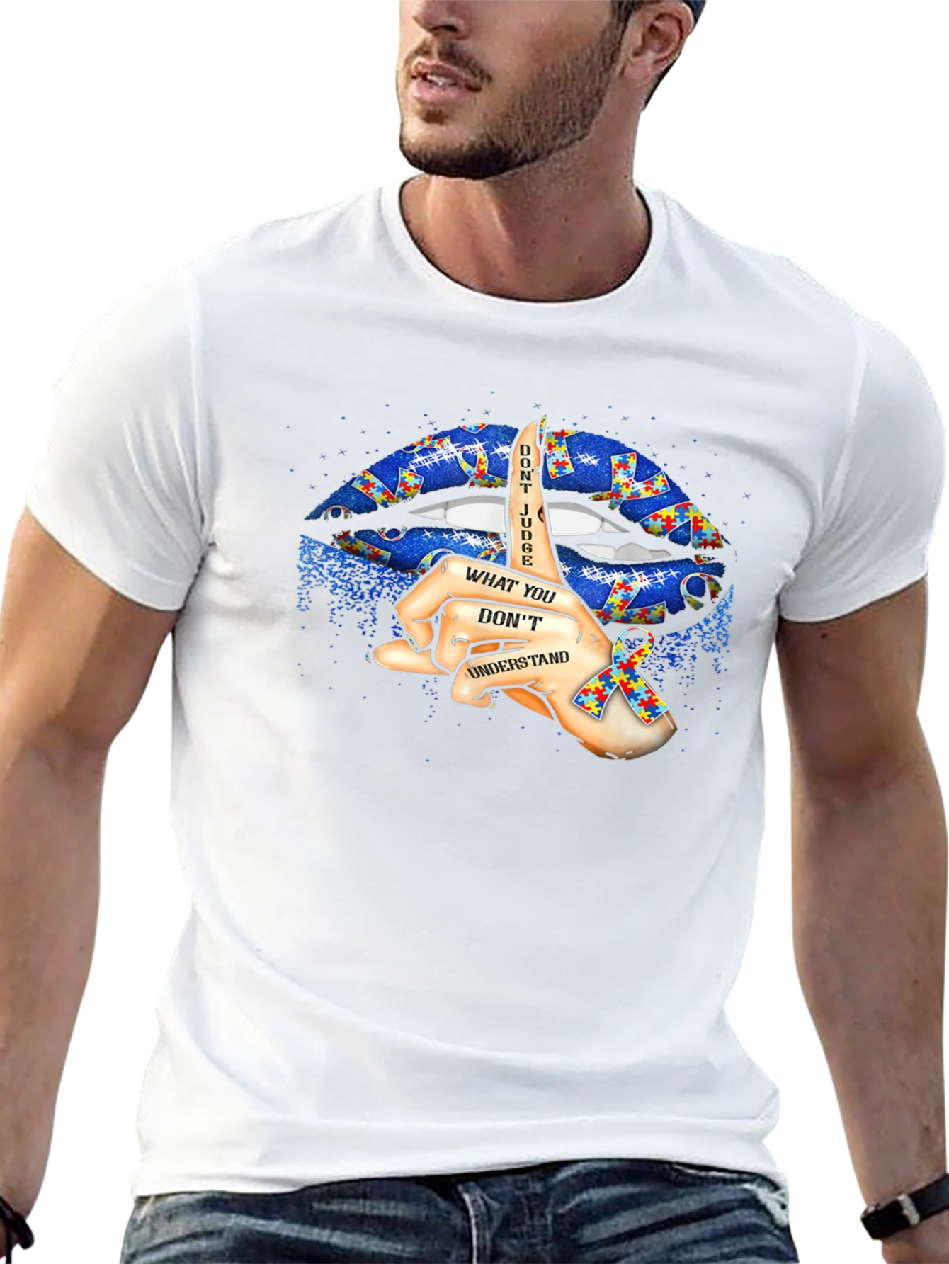 Autism Awareness Lips Graphic T-Shirt