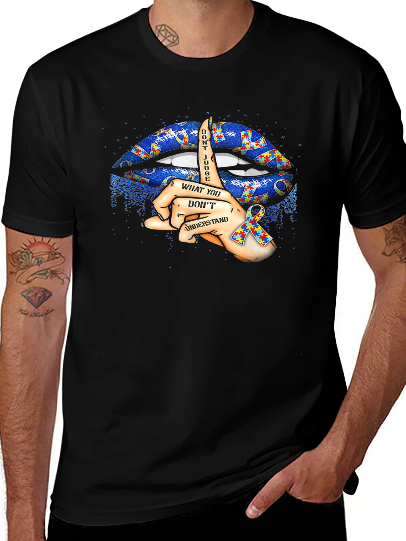 Autism Awareness Lips Graphic T-Shirt