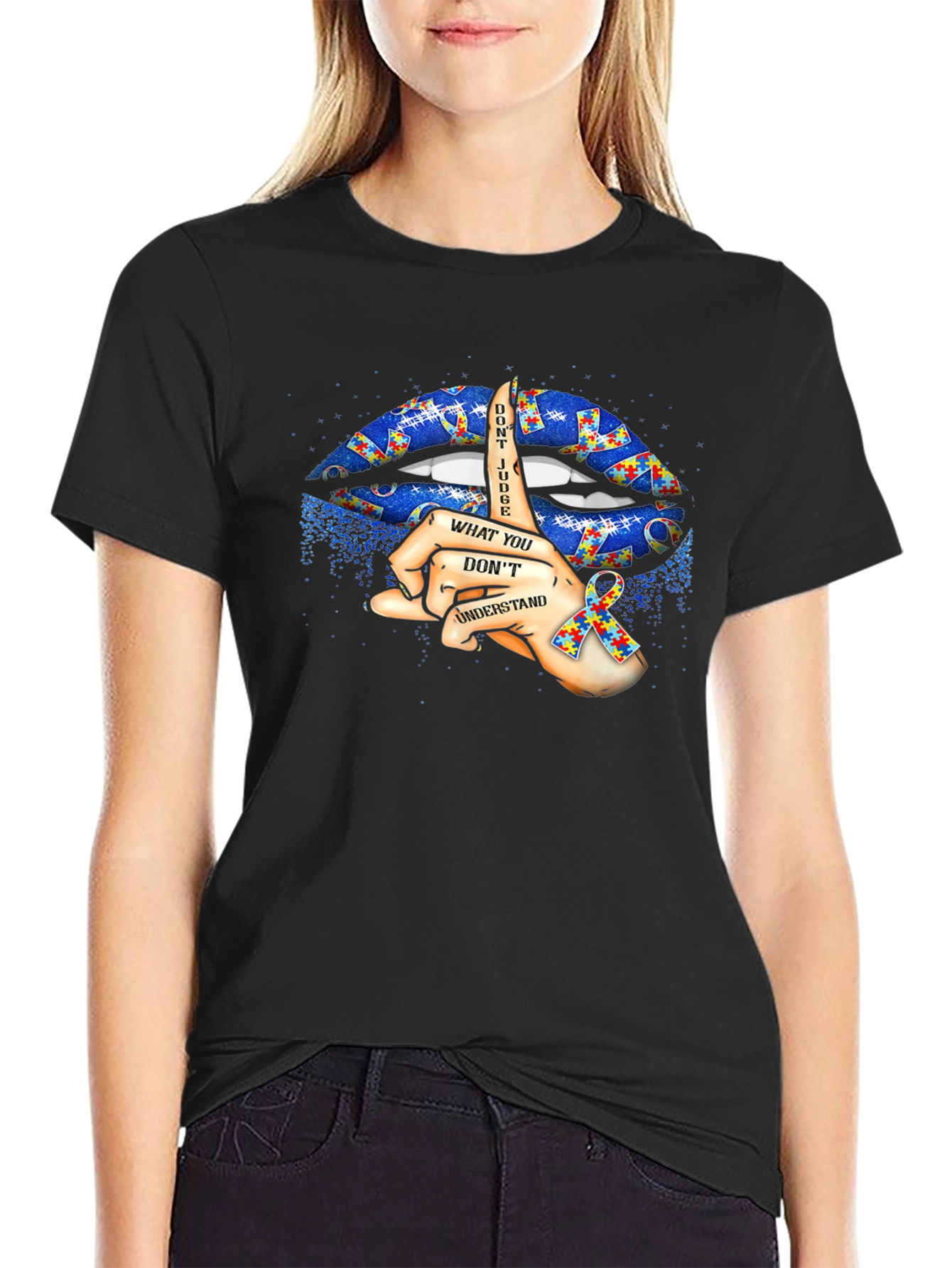 Autism Awareness Lips Graphic T-Shirt