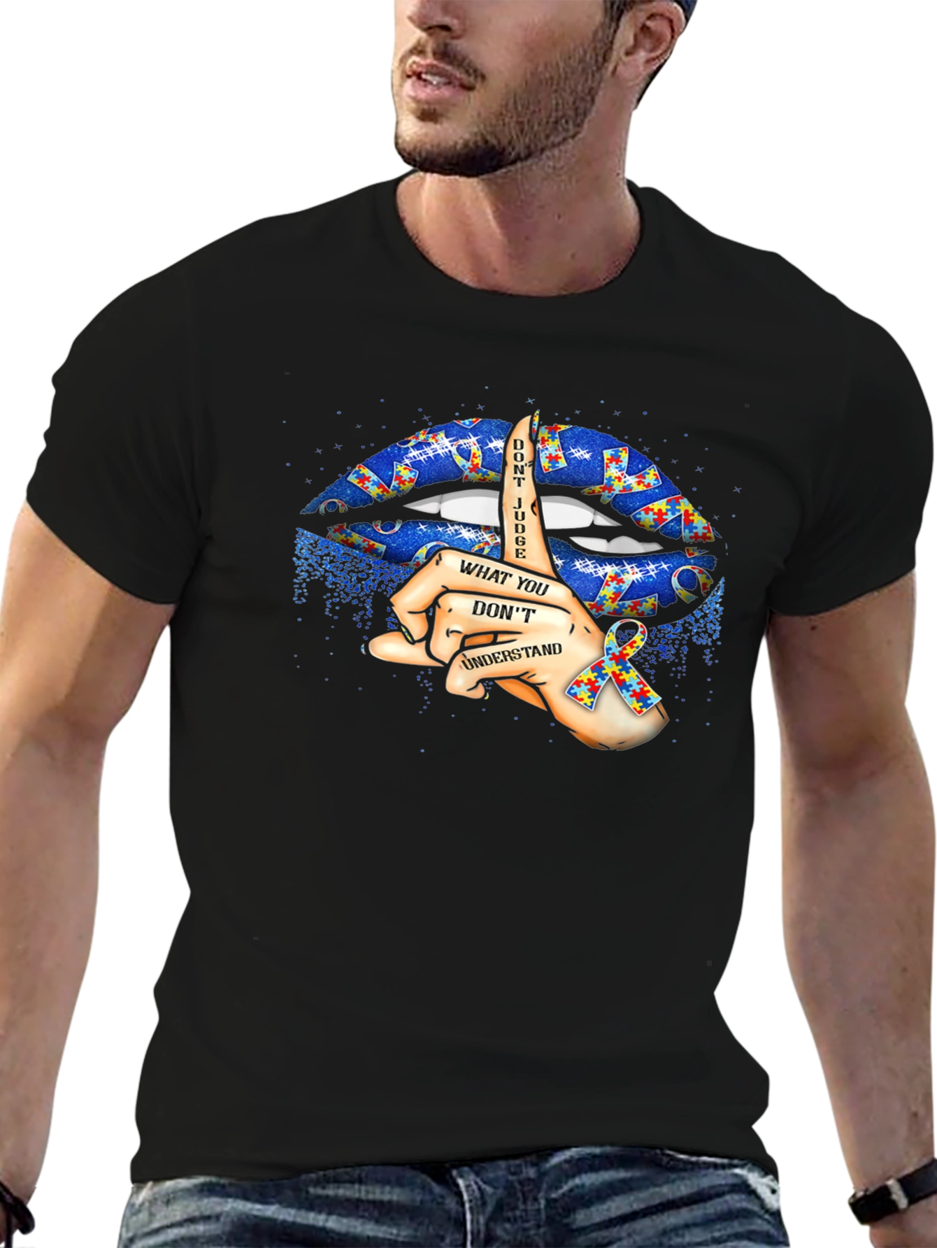Autism Awareness Lips Graphic T-Shirt