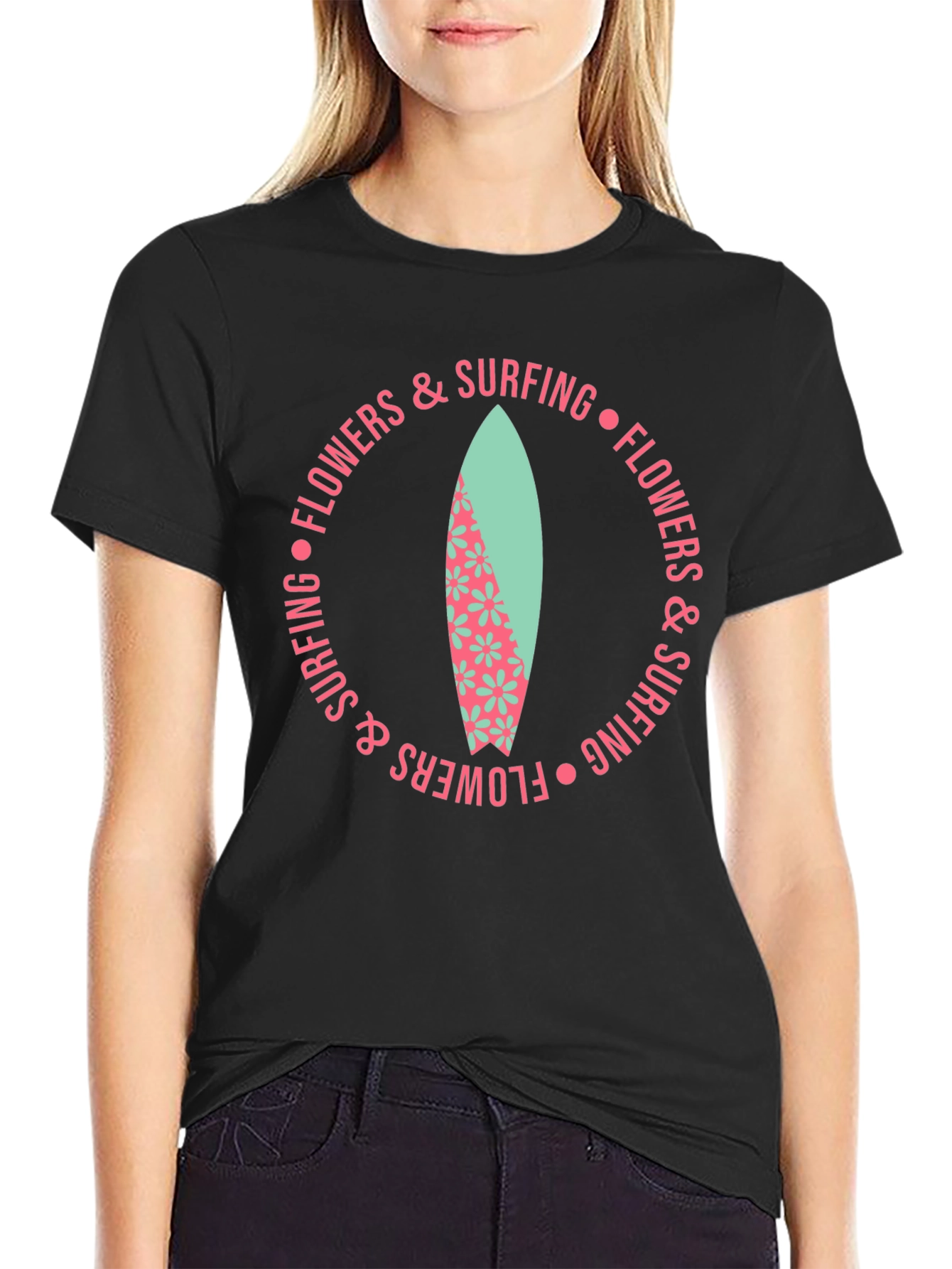 Flowers & Surfing Graphic Tee