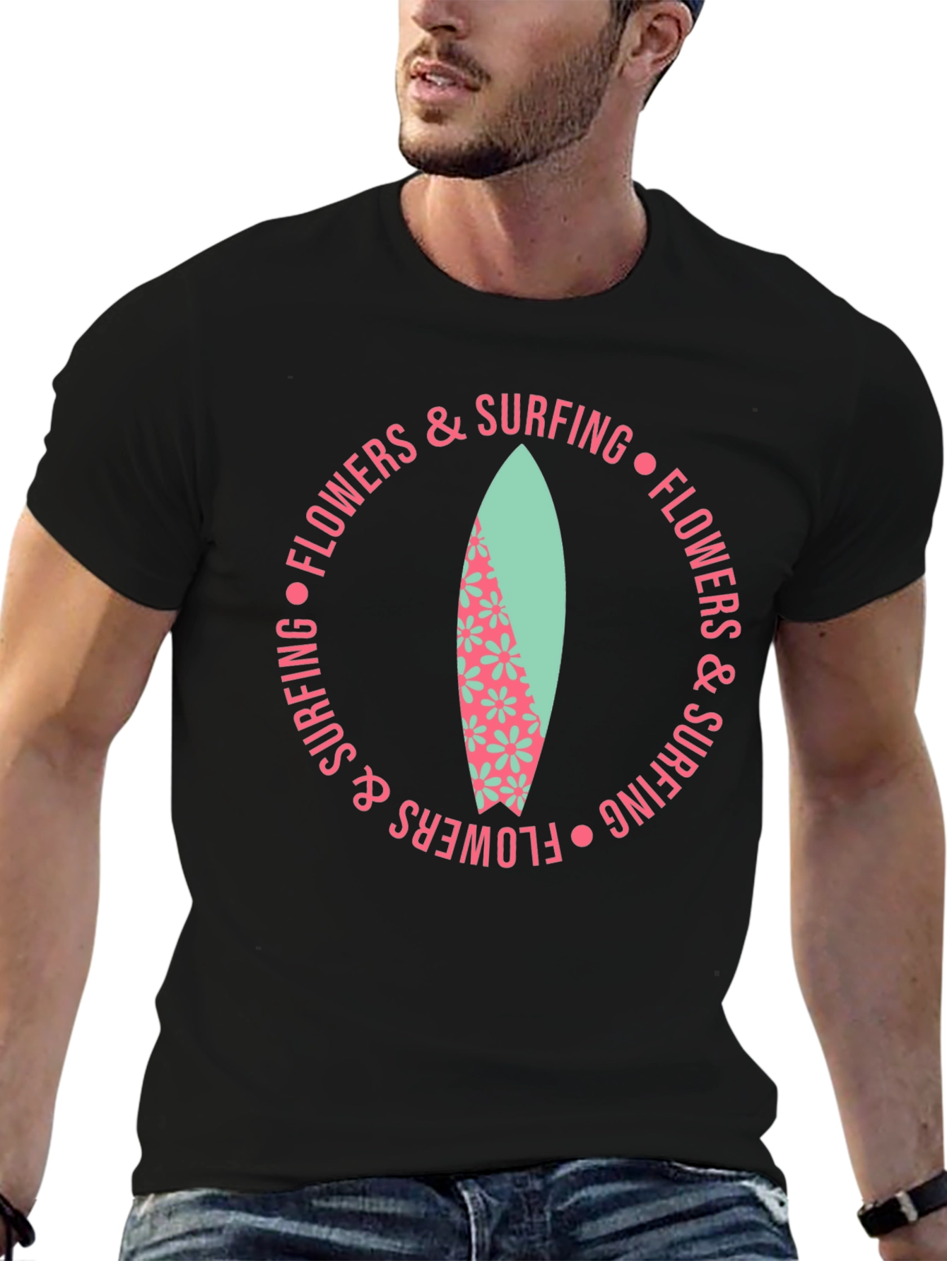 Flowers & Surfing Graphic Tee