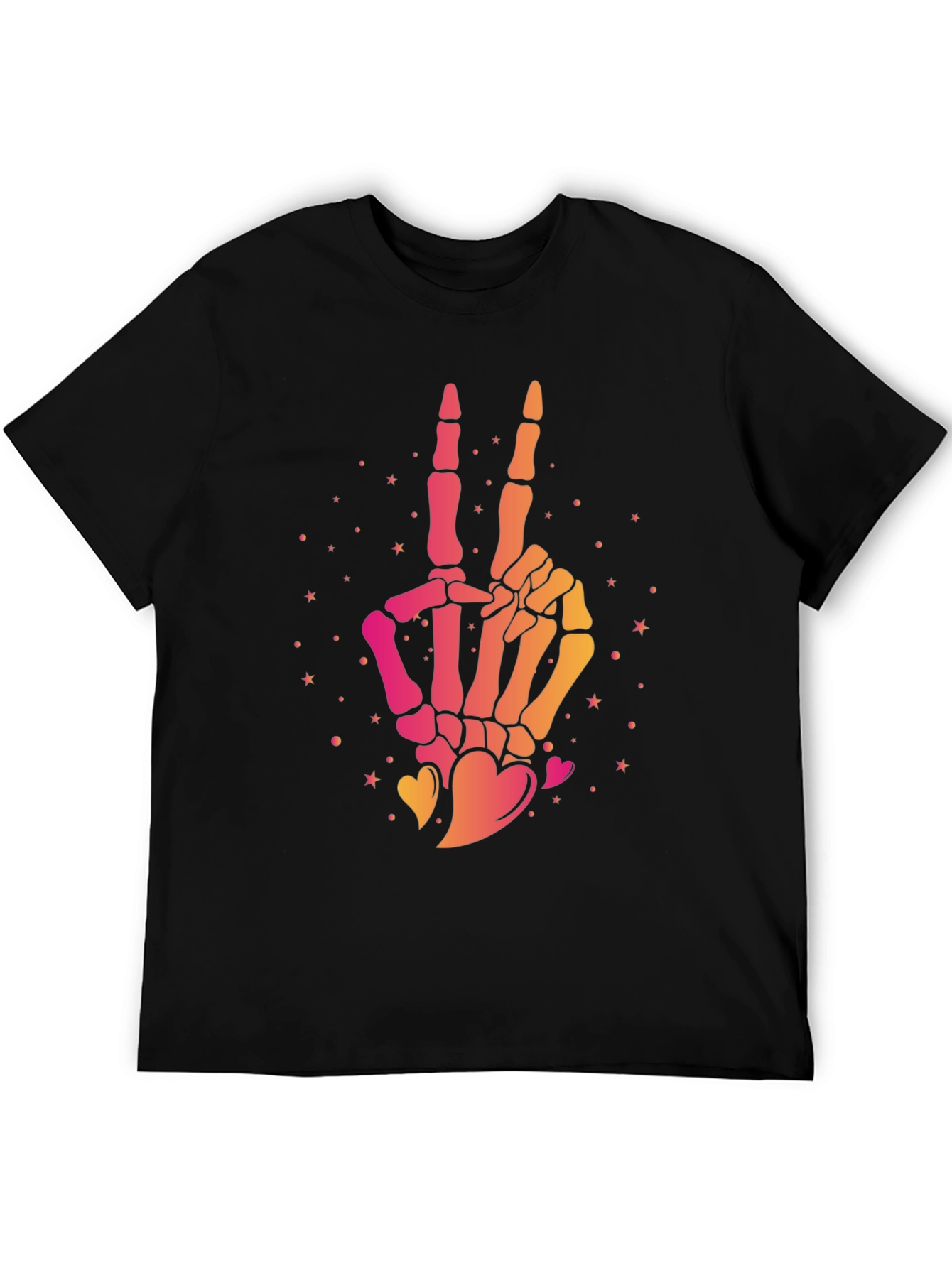 Skeleton Hand Peace Sign Graphic Tee
