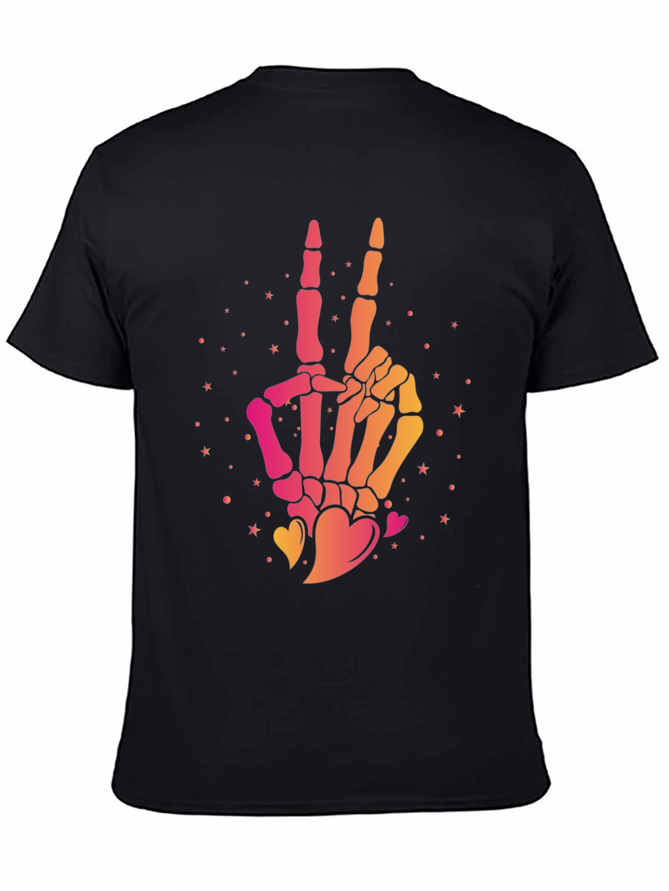 Skeleton Hand Peace Sign Graphic Tee