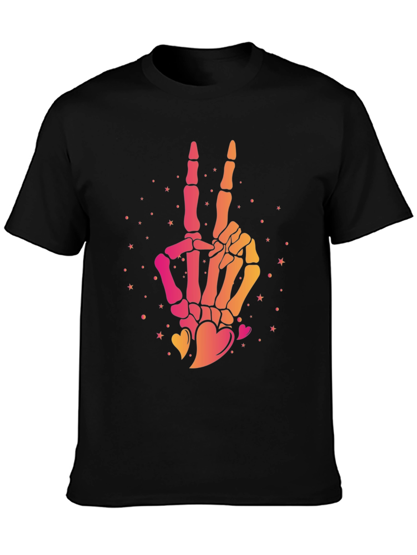 Skeleton Hand Peace Sign Graphic Tee