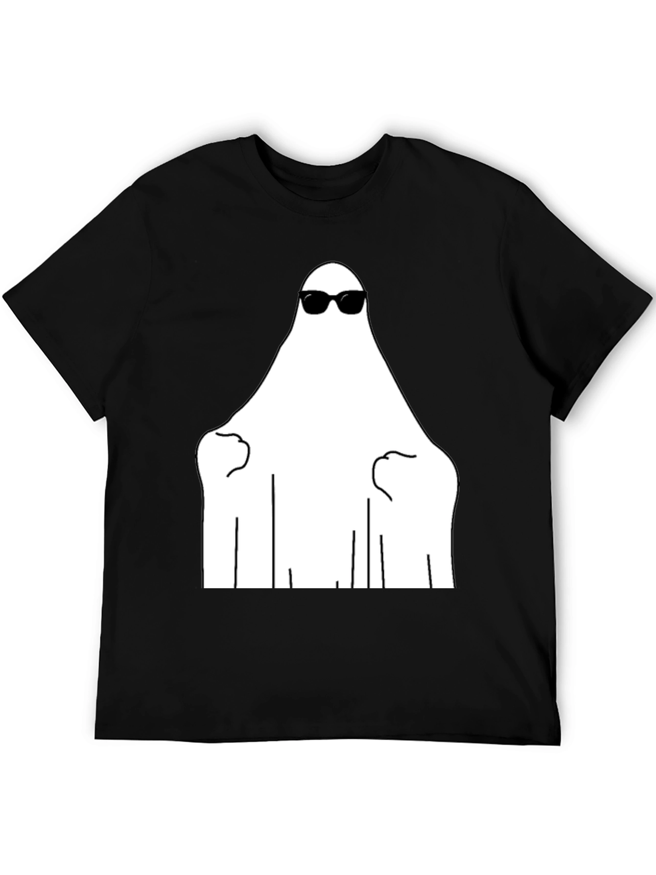 Cool Ghost Graphic Tee - Black Cotton Shirt