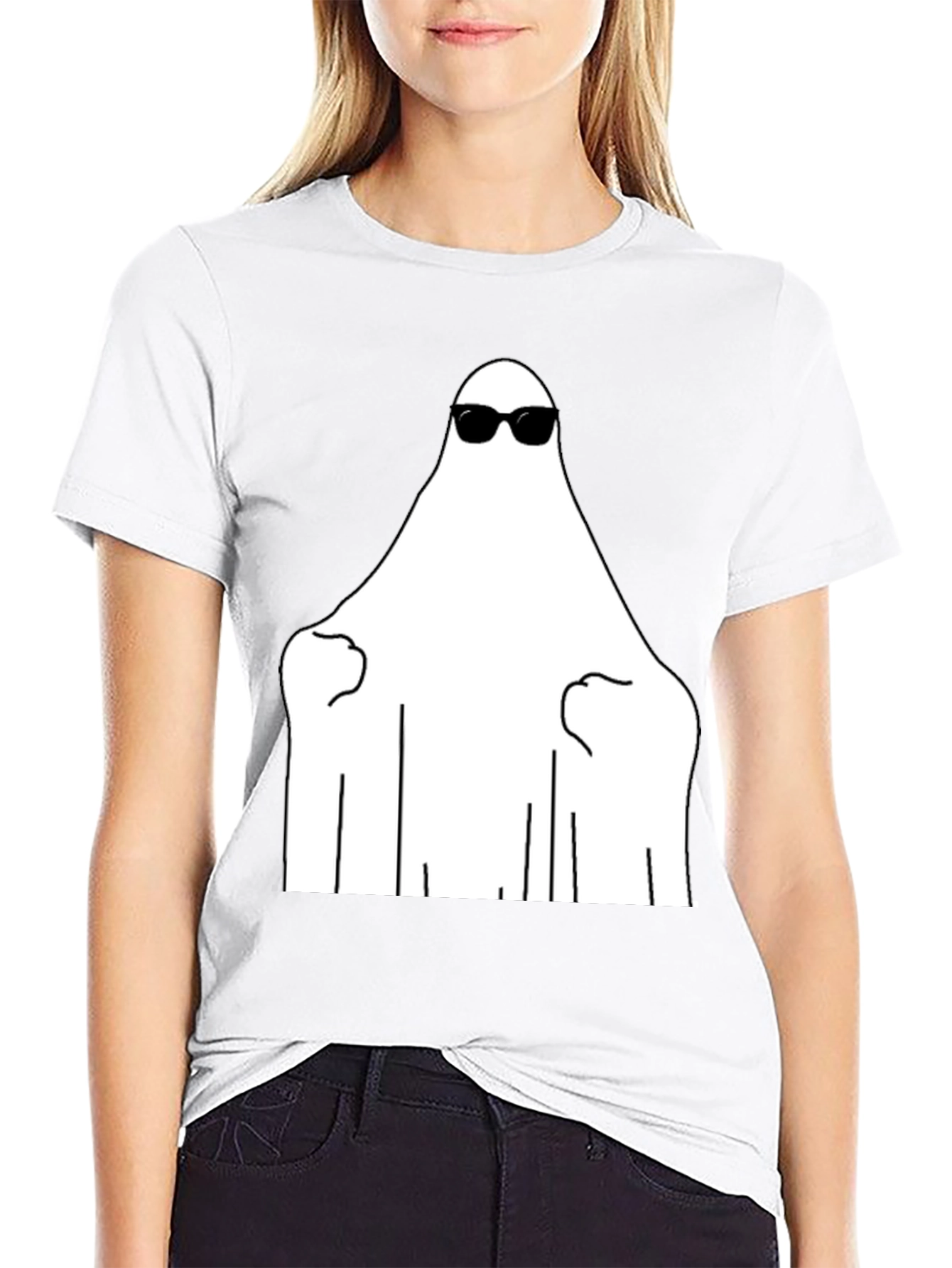 Cool Ghost Graphic Tee - Black Cotton Shirt