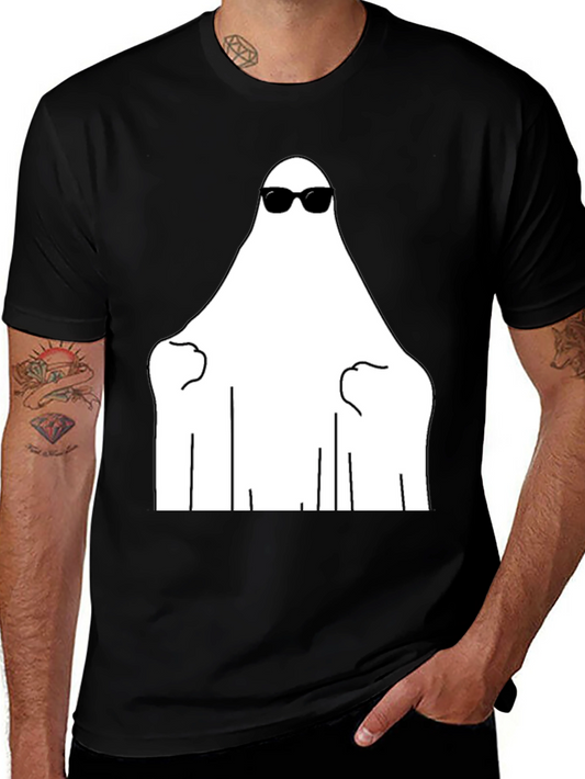 Cool Ghost Graphic Tee - Black Cotton Shirt