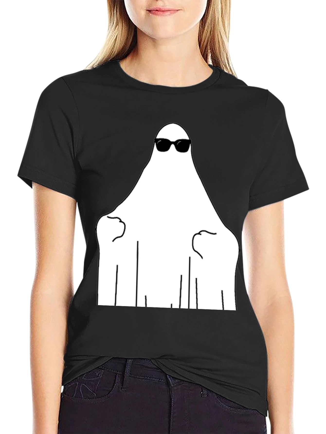Cool Ghost Graphic Tee - Black Cotton Shirt