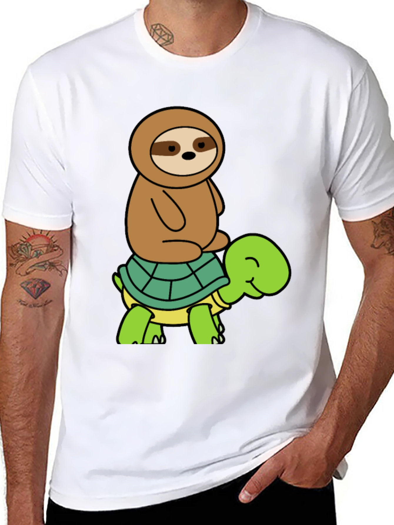 Sloth Riding Turtle Graphic Tee
