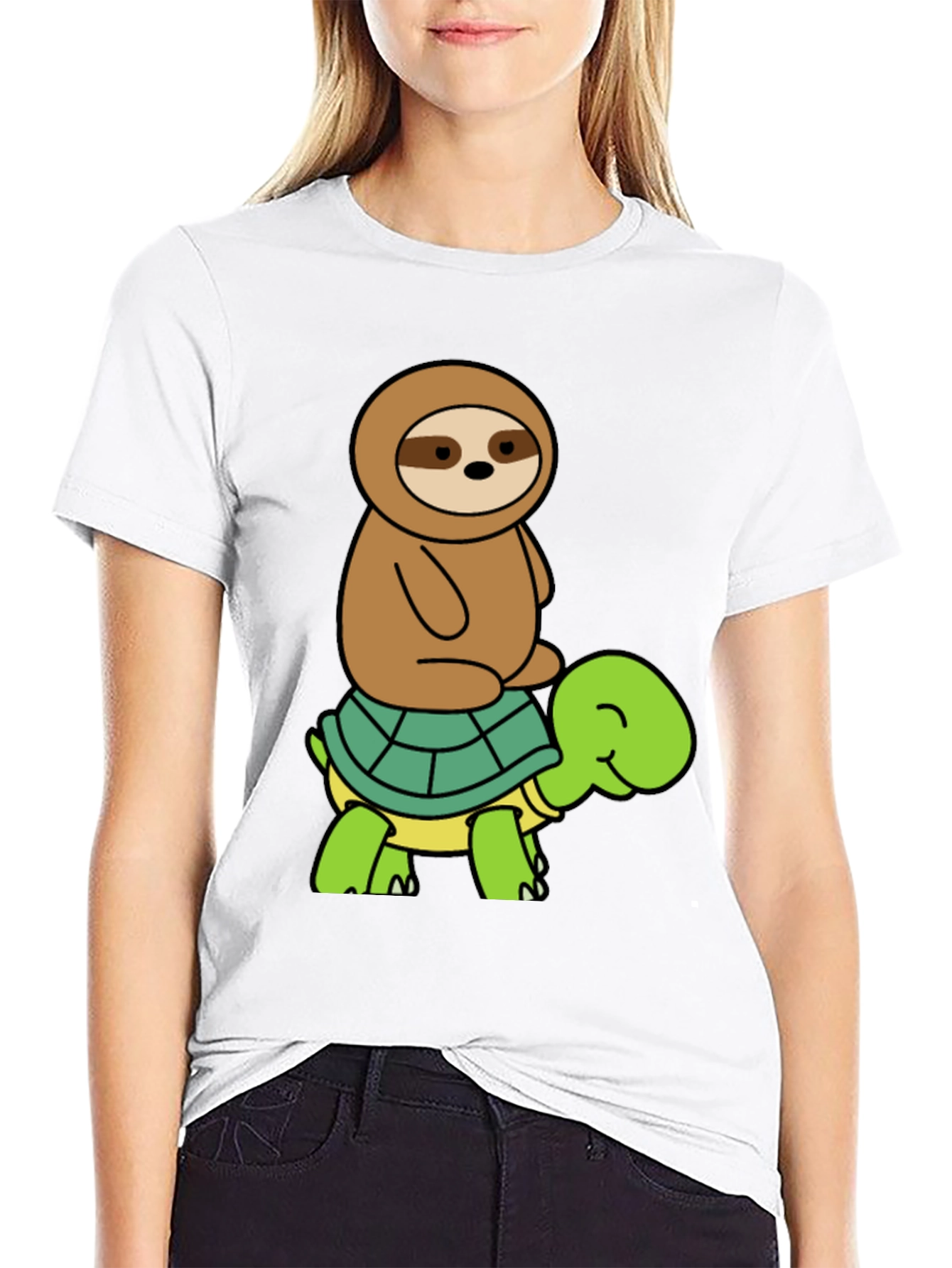 Sloth Riding Turtle Graphic Tee