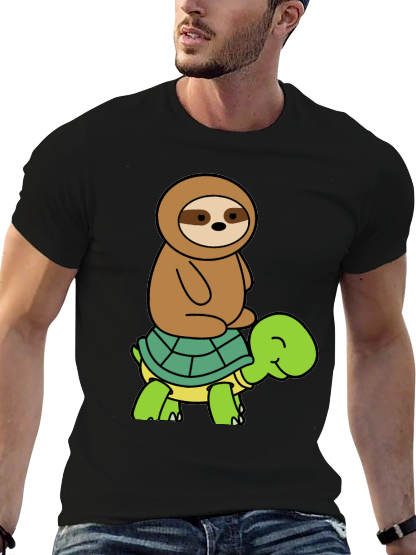 Sloth Riding Turtle Graphic Tee