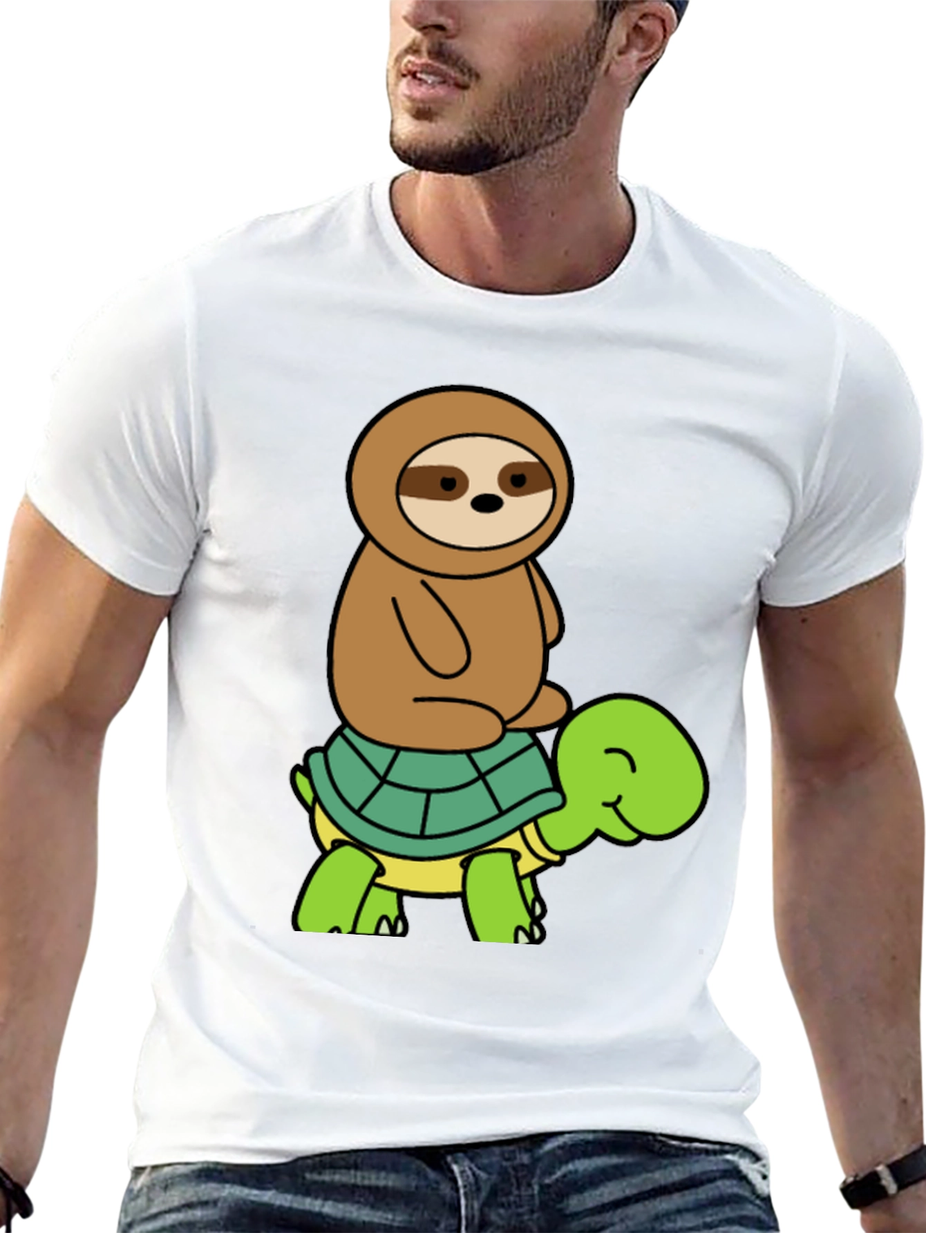 Sloth Riding Turtle Graphic Tee