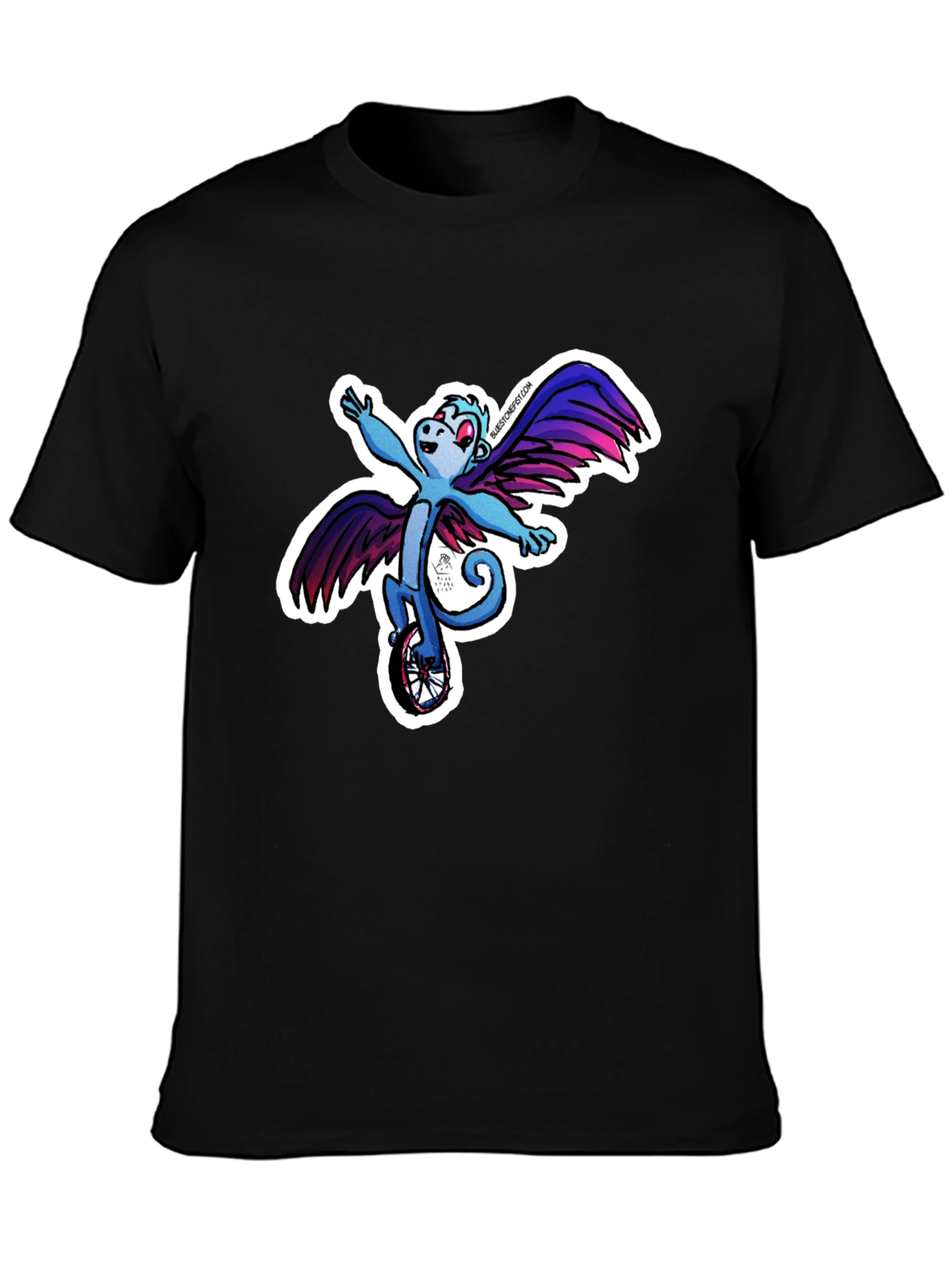 Winged Monkey Unicycle Black T-Shirt